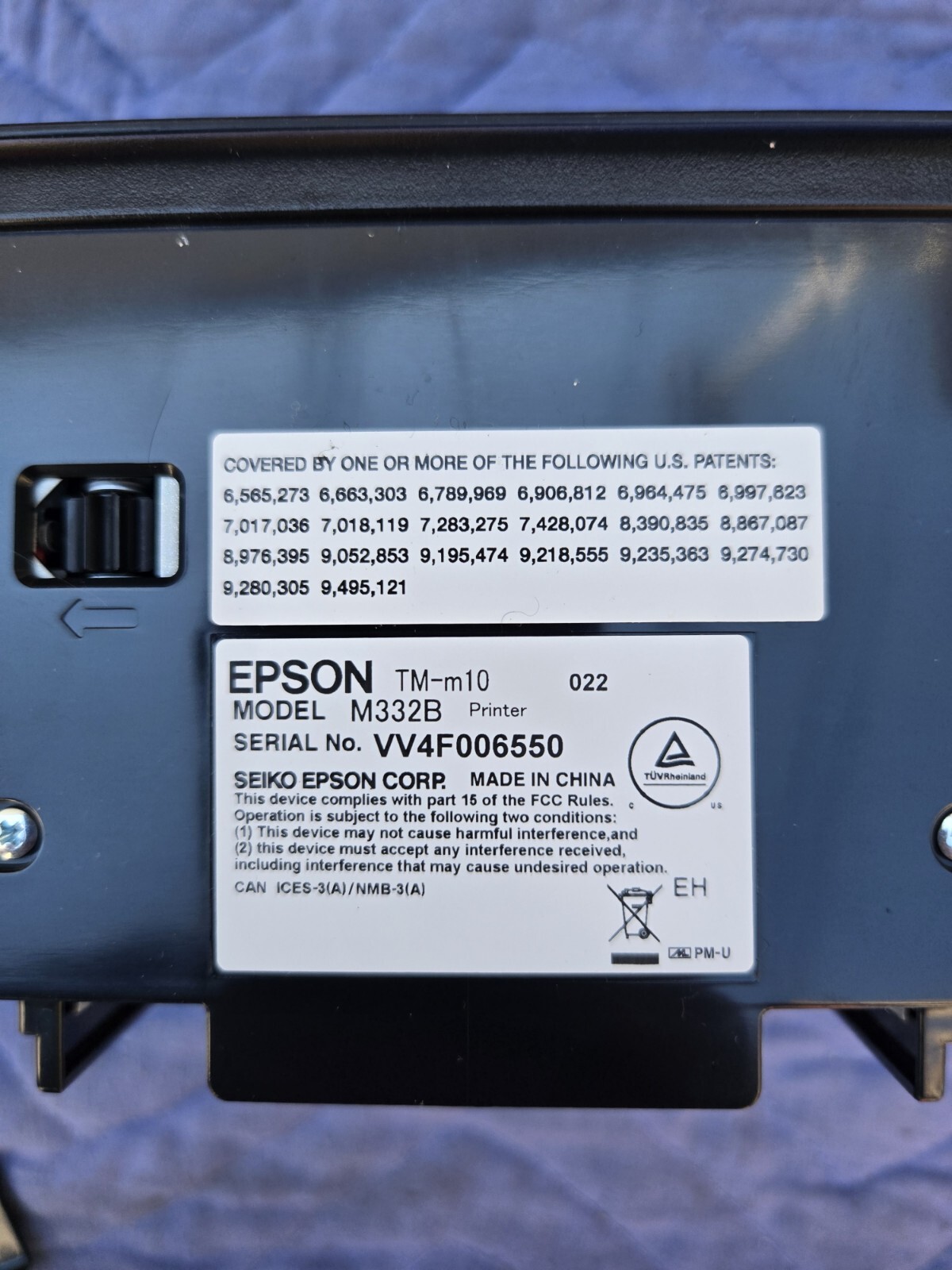 EPSON TM-m10 M332B Thermal POS Receipt Printer w/ Adapter & USB