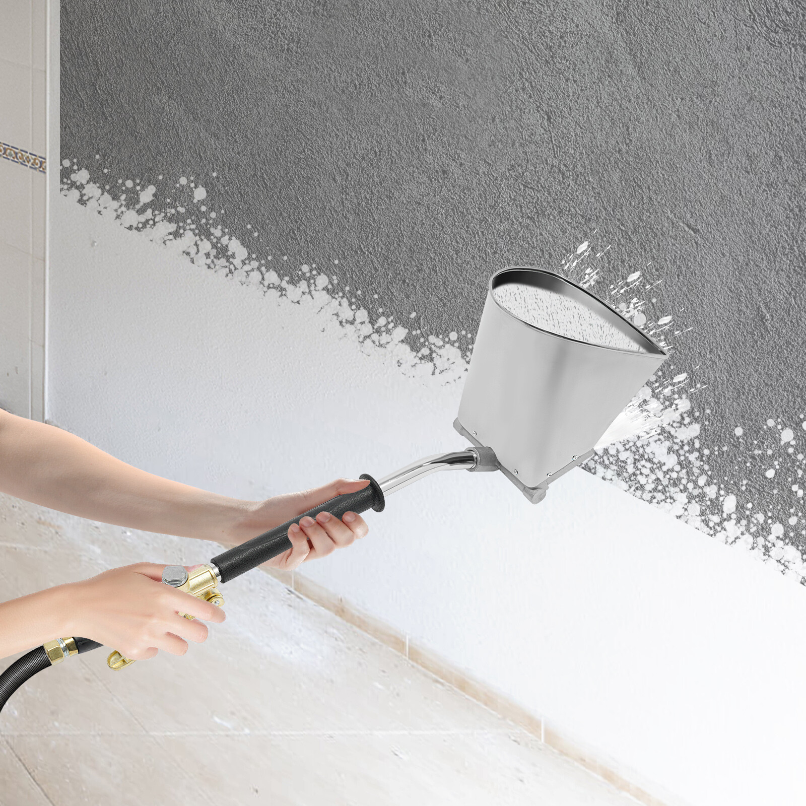 Stucco Sprayer Cement Plaster For Wall Mortar Spray 4 Jets Hopper Gun Paint Tool