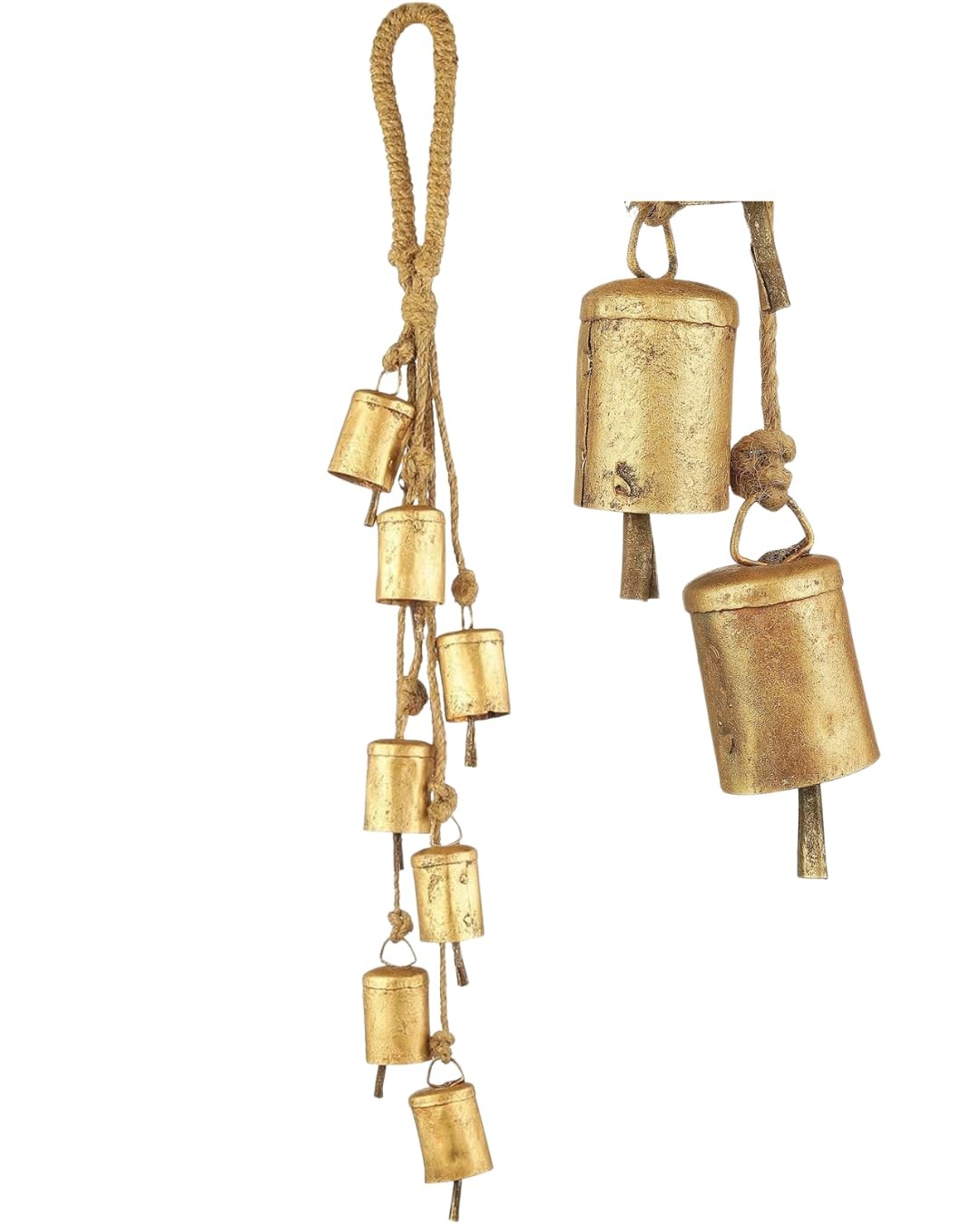Bellshub Christmas Cow Bells Decoration - 7 Rustic 18INCH, Gold