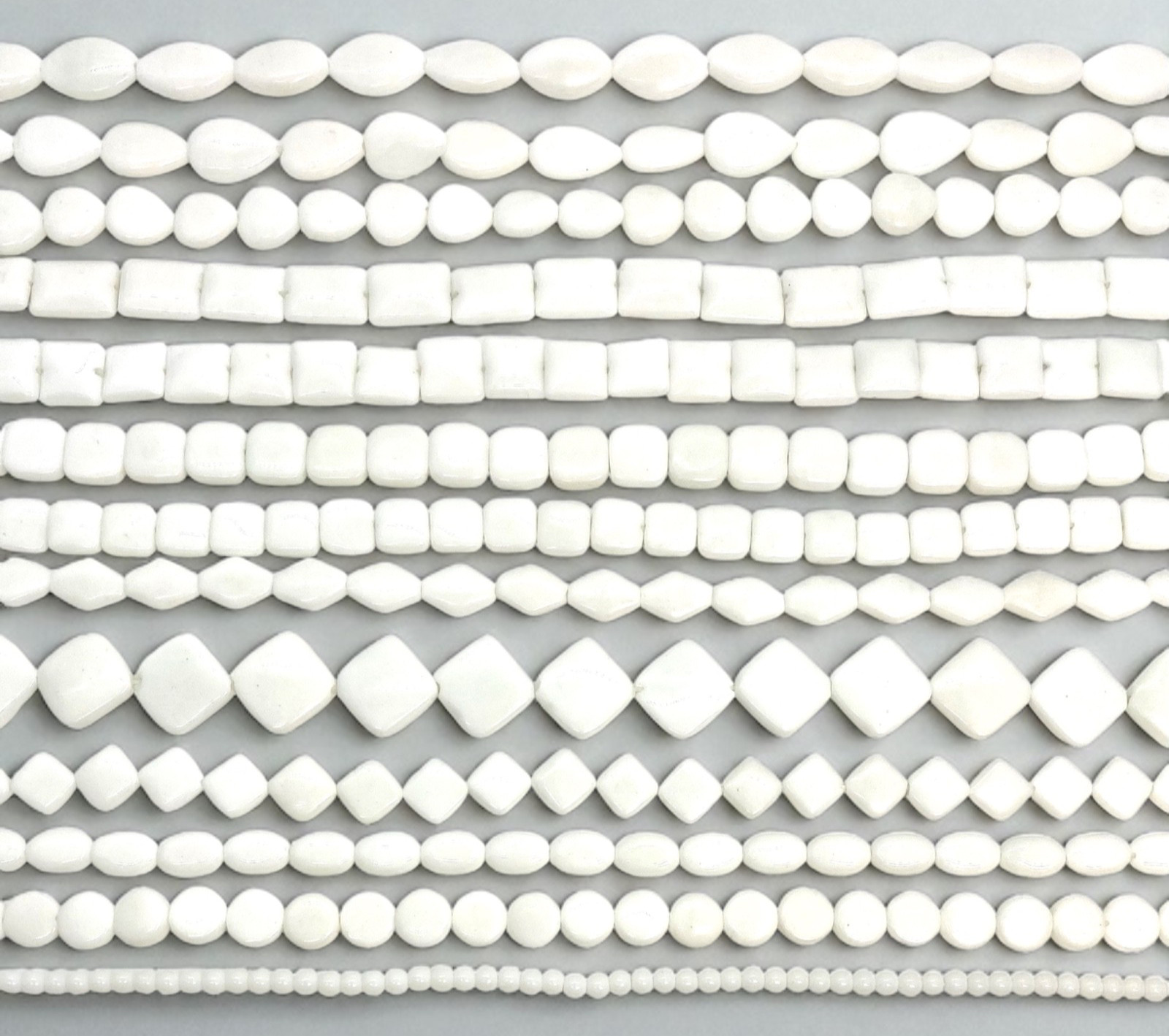 Natural Pure White Agate in Various Shapes and Sizes Approx. 15.5 in Strands