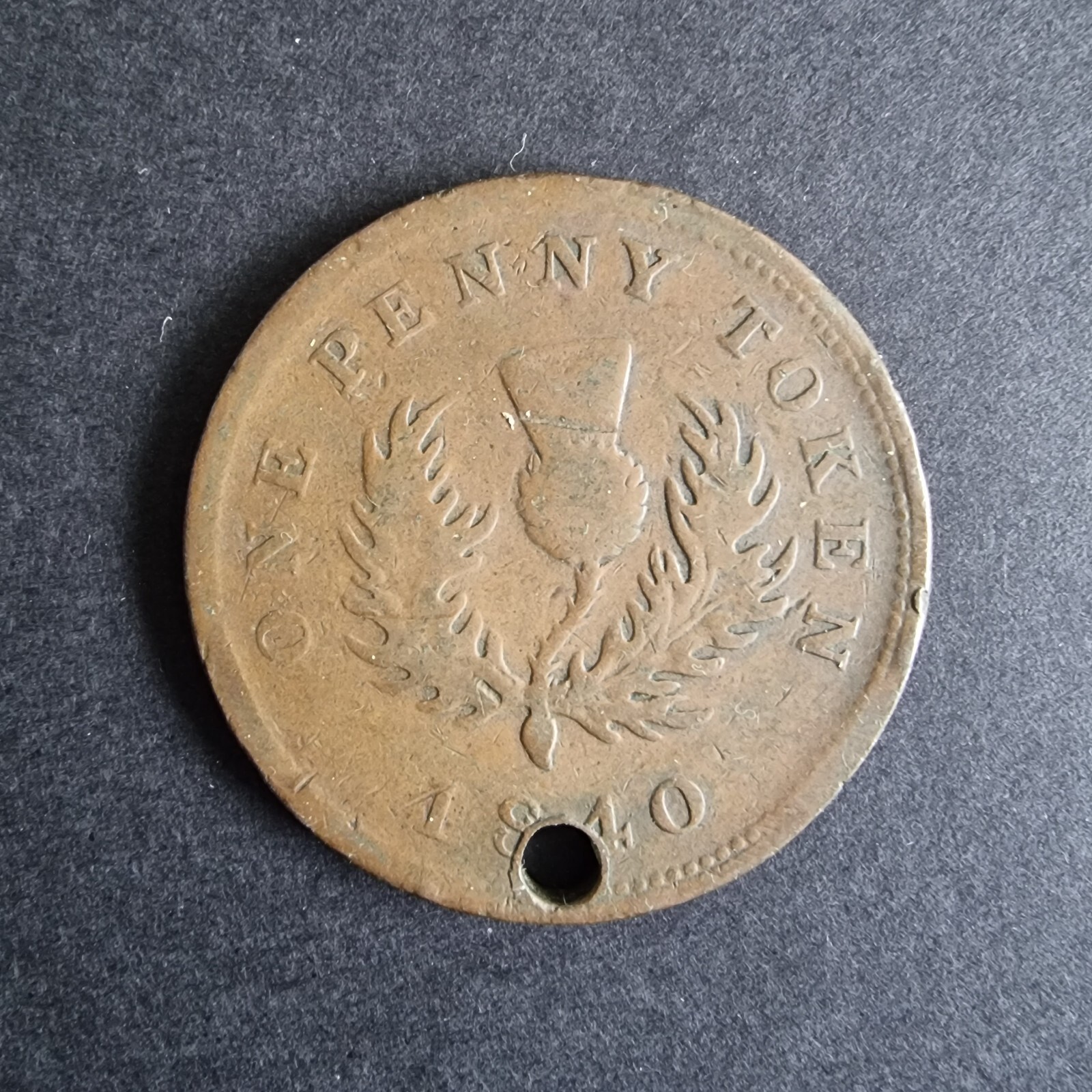 Canada 1840 Bank token NOVA SCOTIA, 1d One Penny Queen Victoria Token Coin QV
