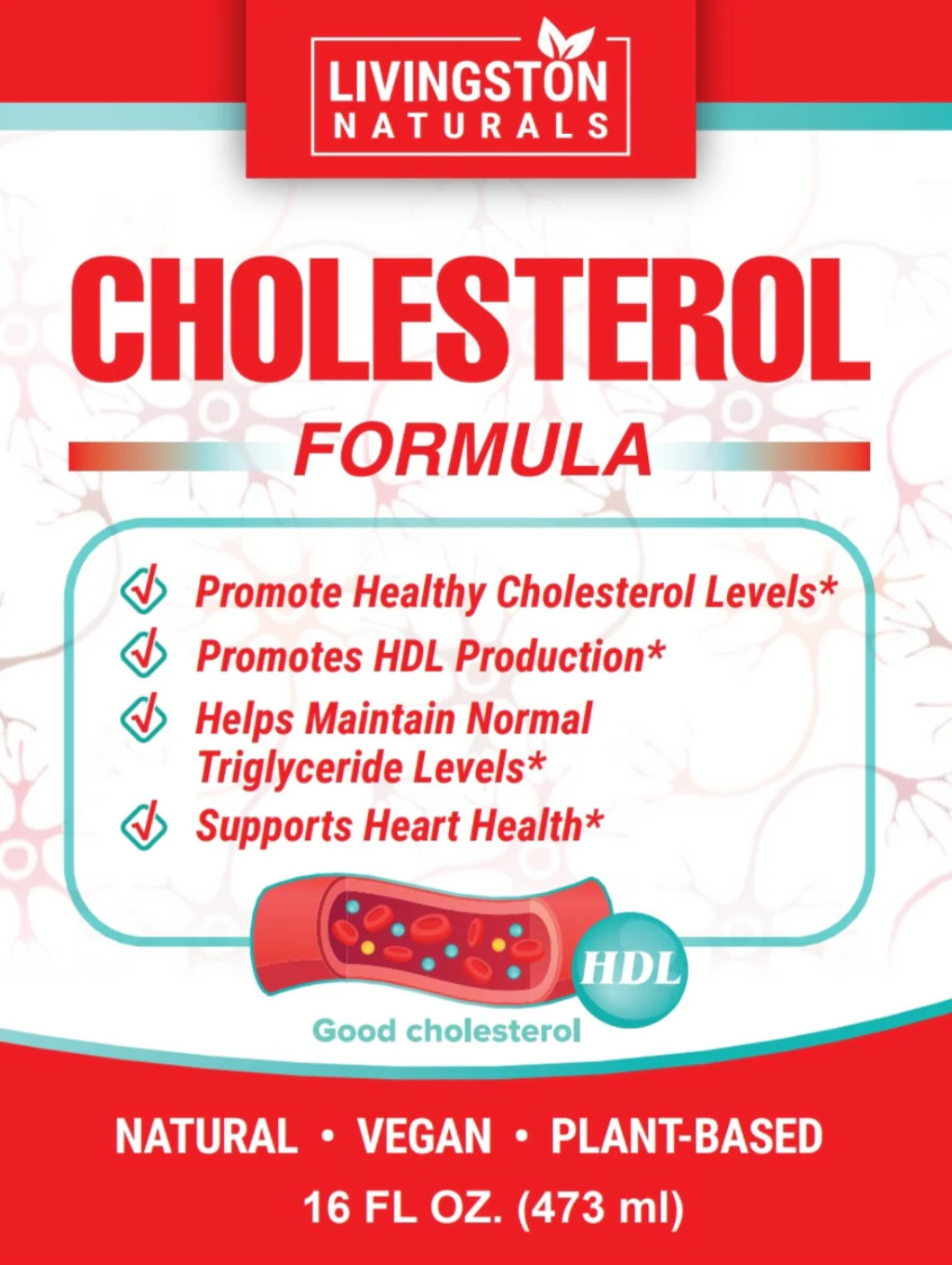 Cholesterol Formula By Livingston Natural Herbal Labs, Plant Based, 16 oz.