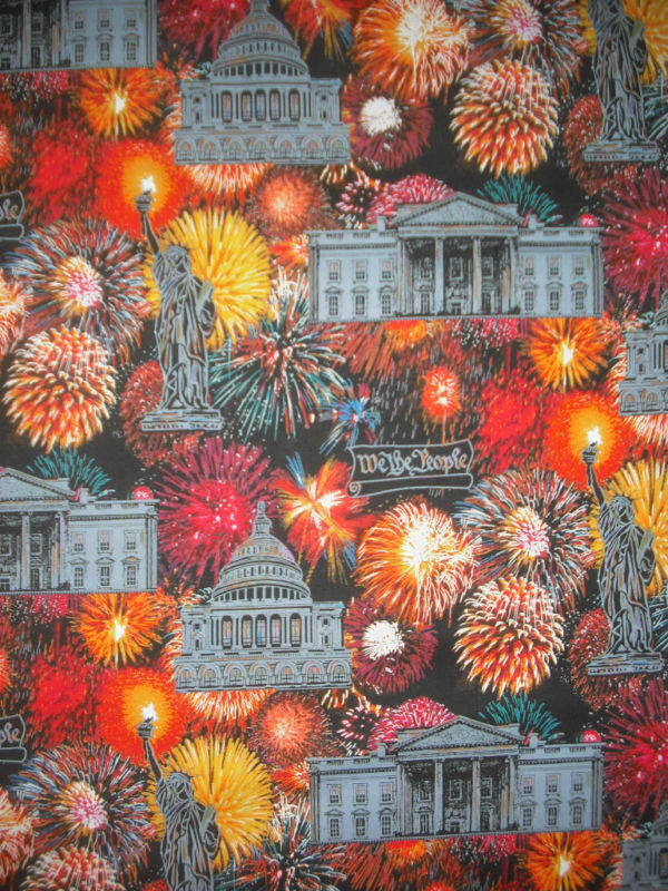 2 YDS Fireworks, Capitol Statue of Liberty QUILT FABRIC