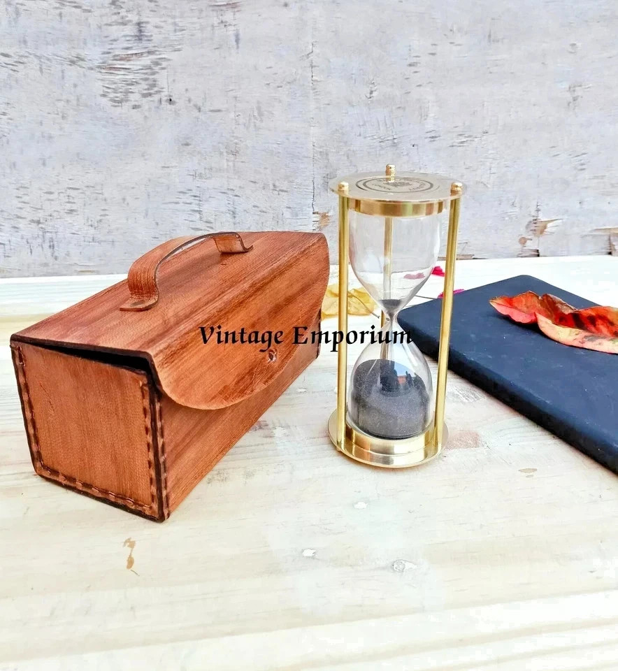Sand Brass Timer Hourglass Nautical Antique Vintage Maritime Glass Decor Gift