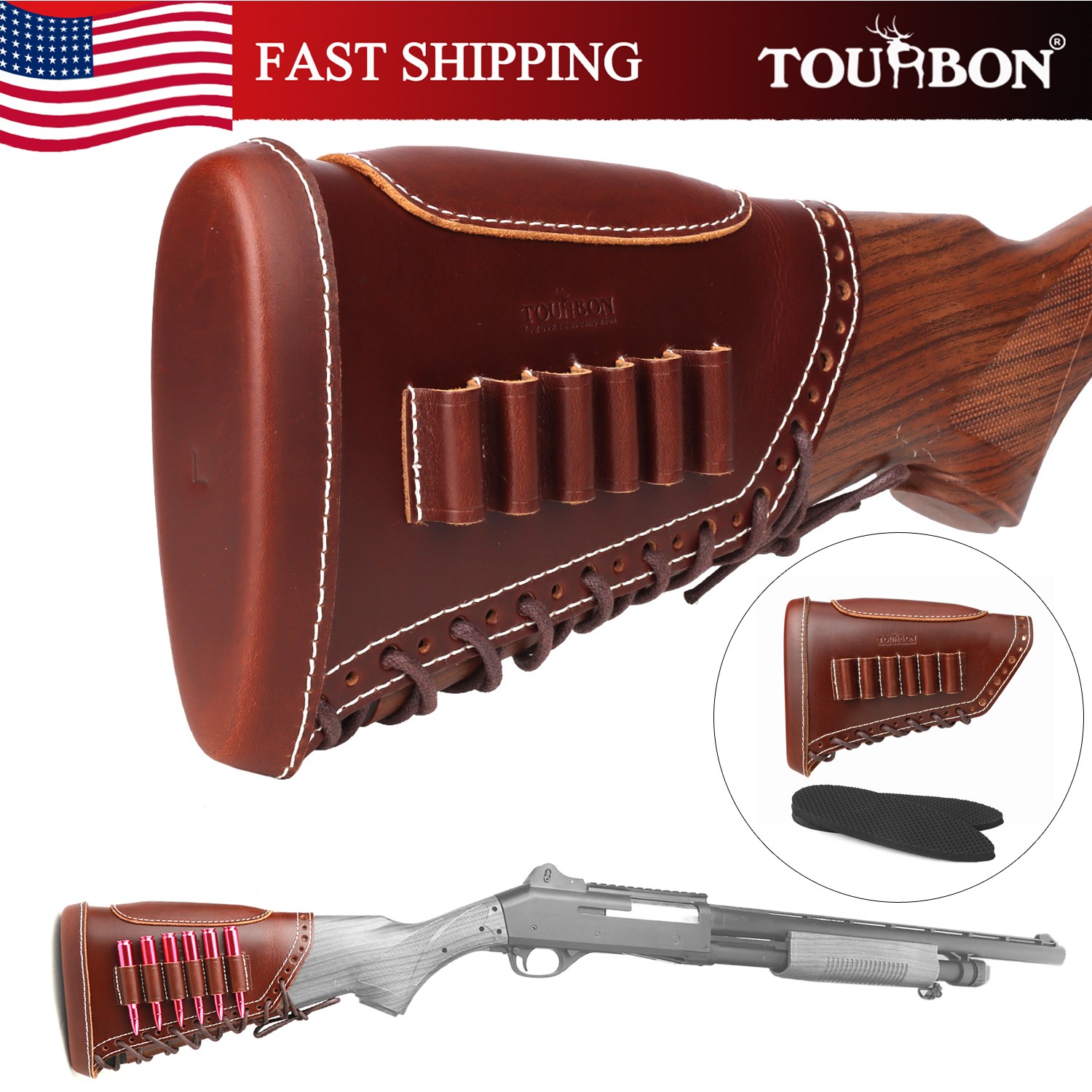 TOURBON 6 Rounds 410 Shell Carry Pouch Cheek Rest Recoil Pad Nonslip Stock Cover