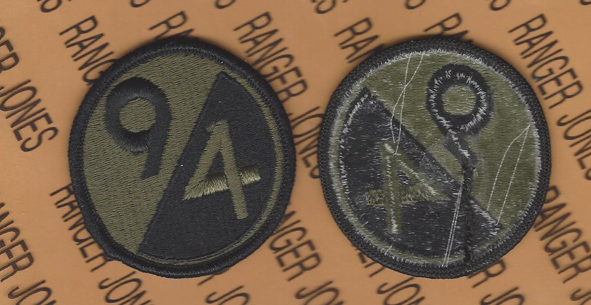 US Army 94th Infantry Division OD Green & Black BDU uniform patch m/e