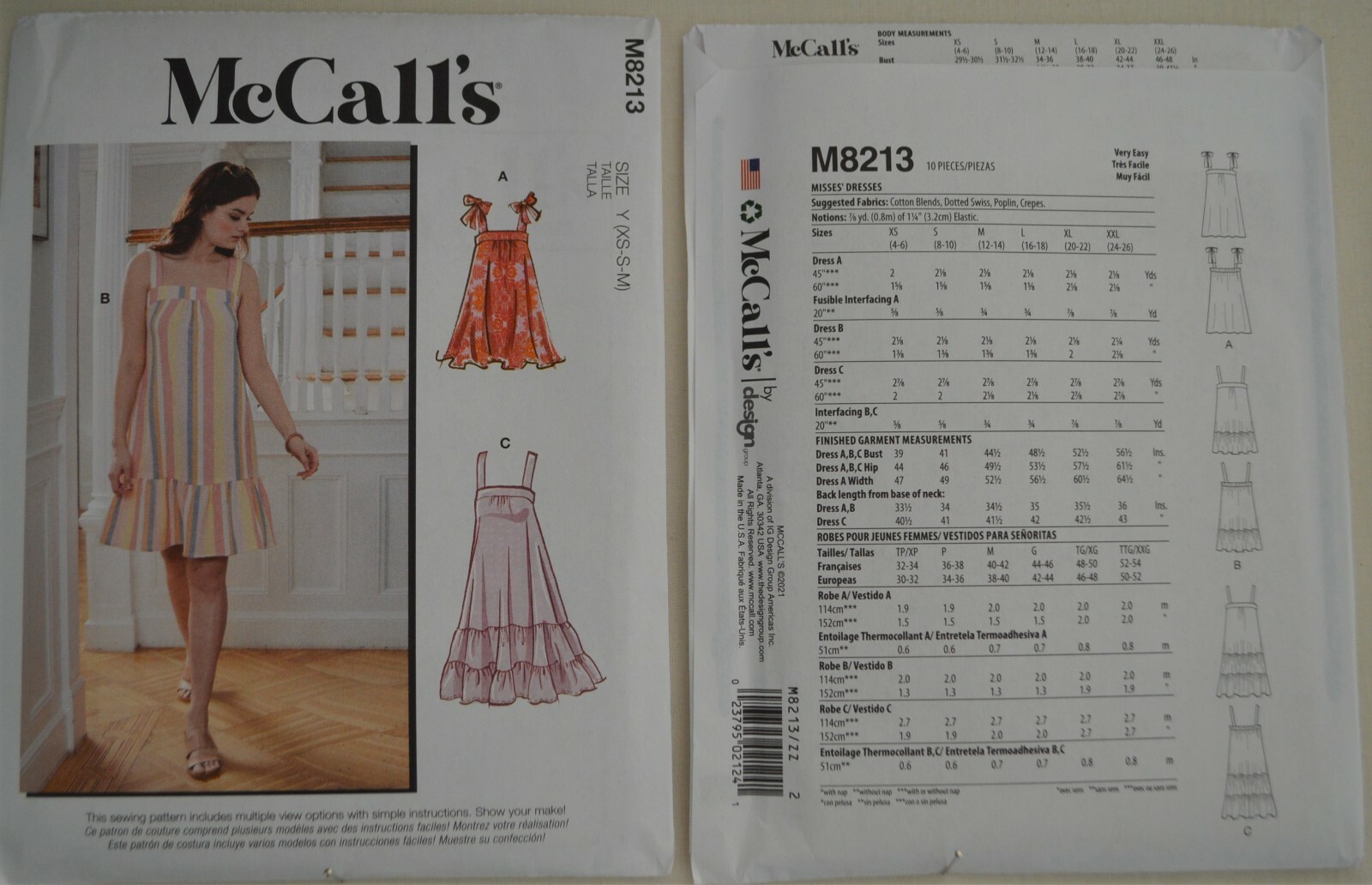 McCalls 8213 - Misses' Sleeveless Dresses.