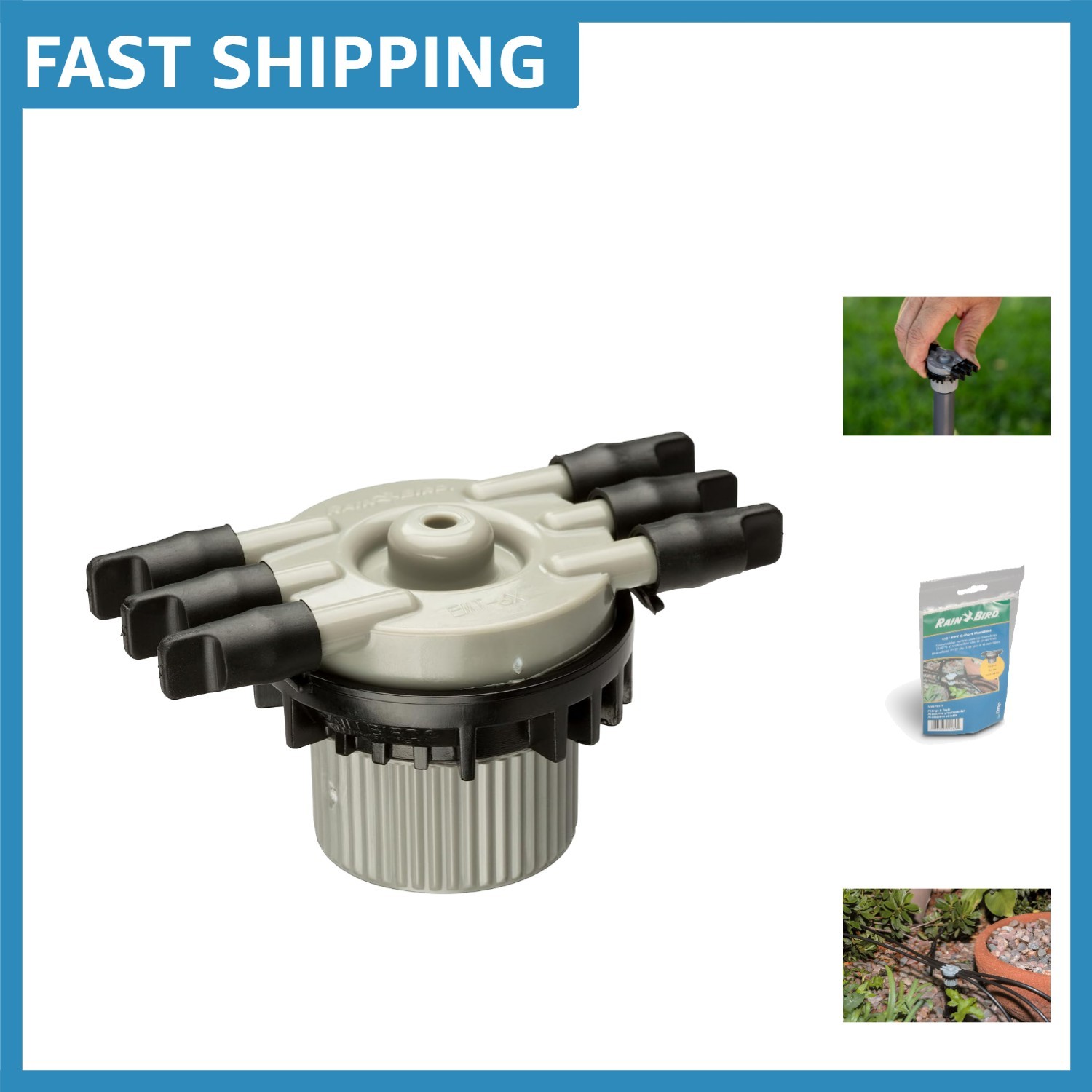 Durable Drip Irrigation 6-Port Manifold - Barbed & Threaded Connections