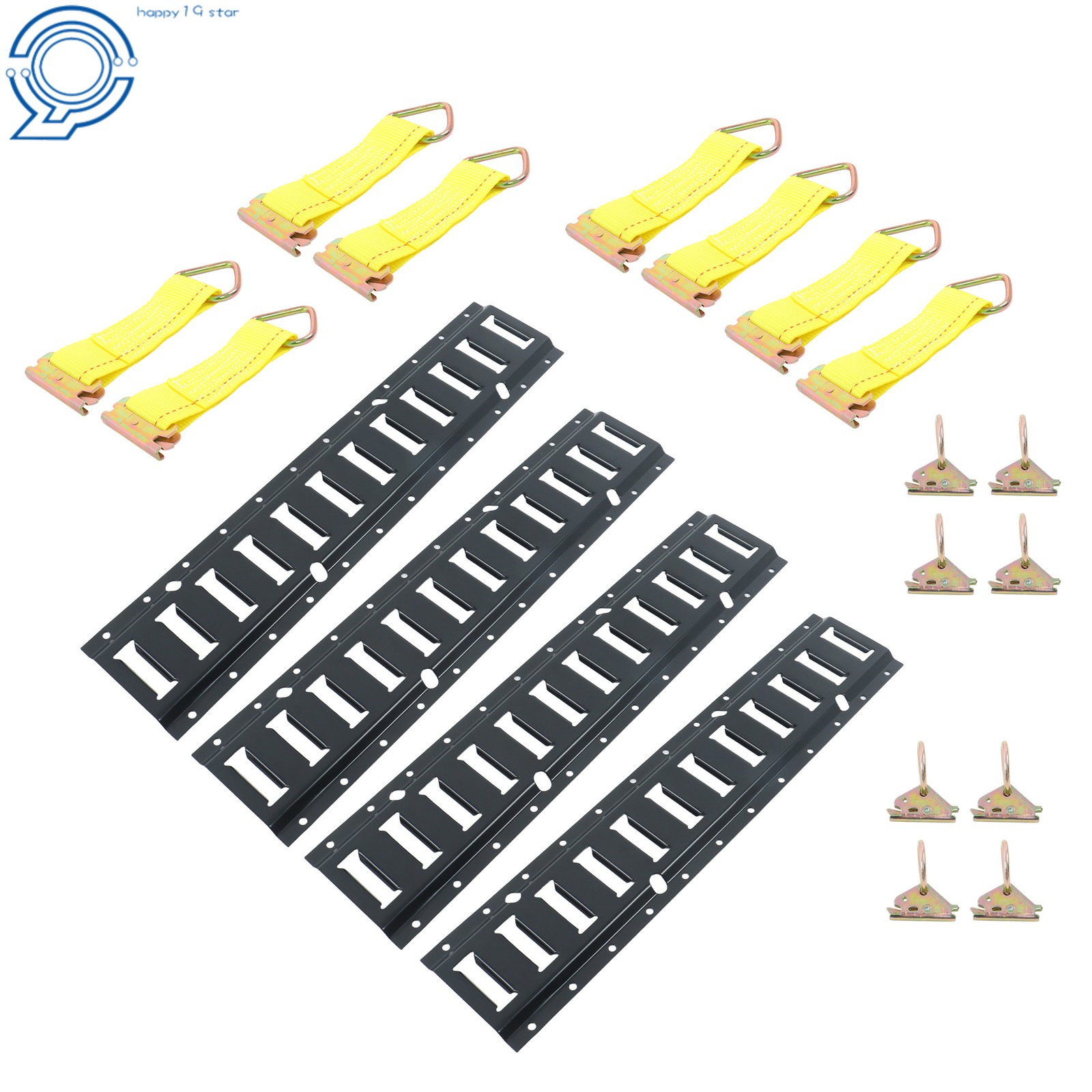 (4 Pack) 2' E Track Tie Down Rail Kit 8 Steel O-Ring Anchors & 8 Rope Tie Offs