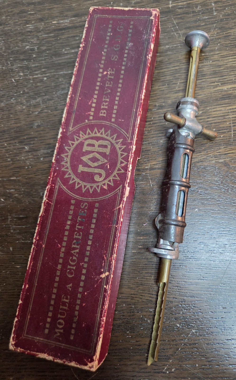 Antique JOB Cigarette Rolling Machine ca.1920s Brass JOB Logo All Original -RARE