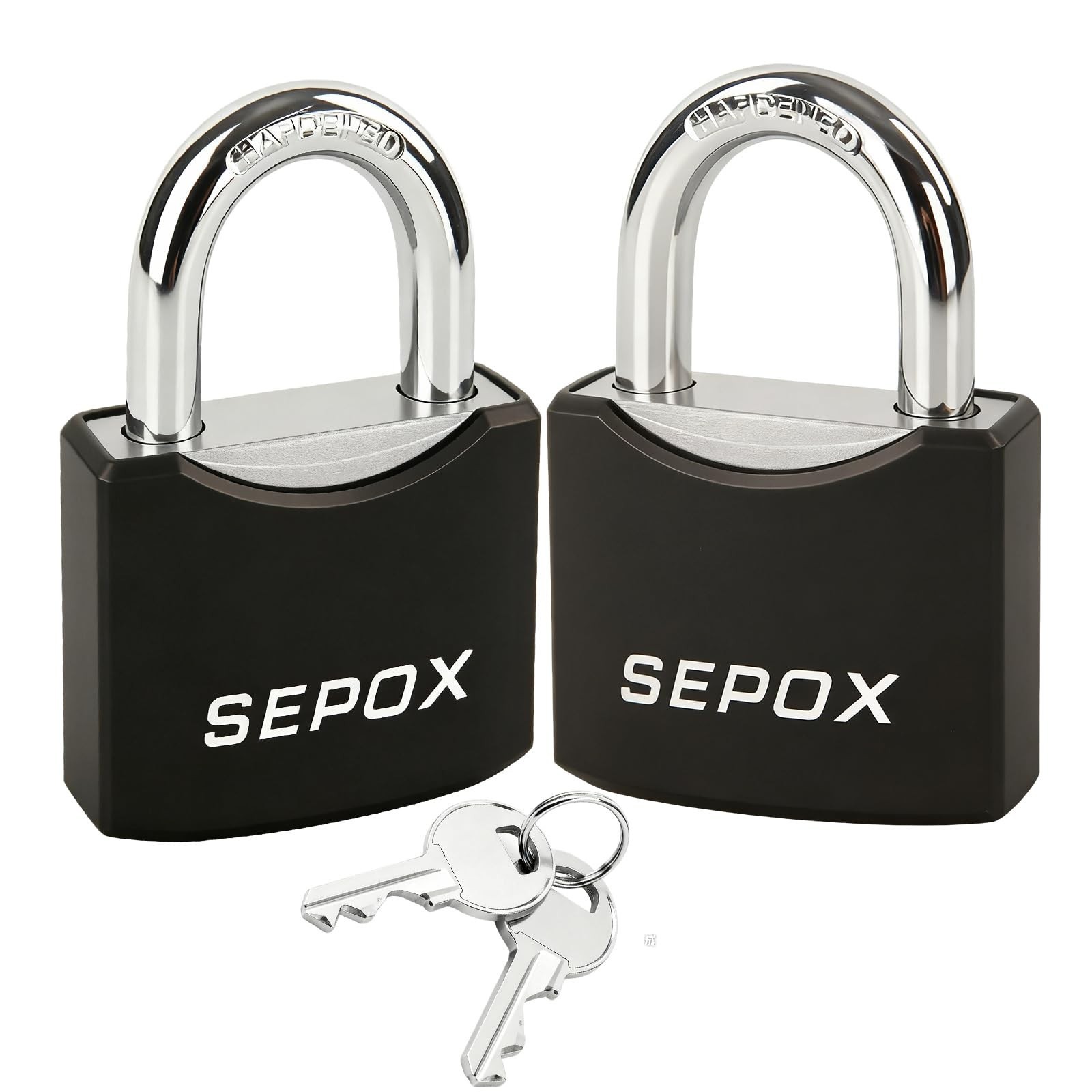 SEPOX® 2-Pack Heavy Duty Outdoor Padlocks, Keyed Alike – 1-9/16" Soli