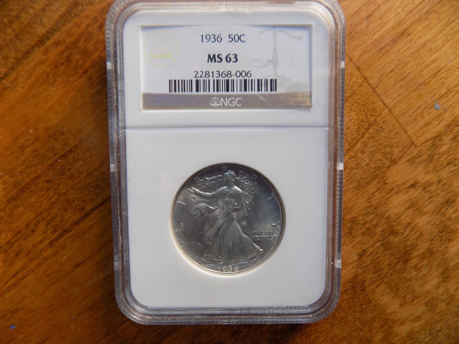 1936 WALKING LIBERTY HALF DOLLAR NGC 63