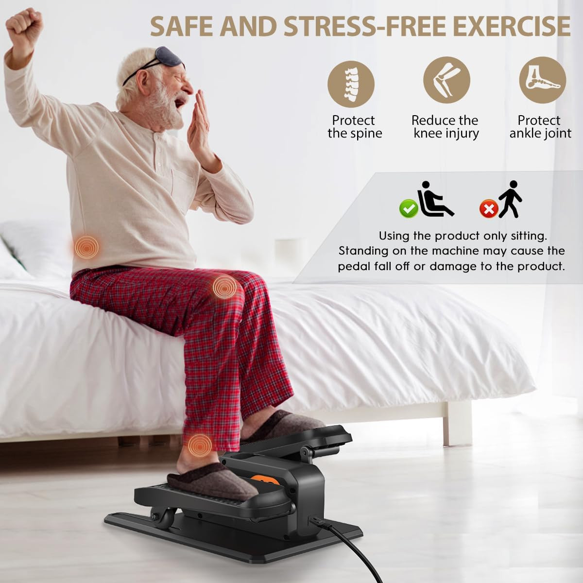 Under Desk Elliptical Machine, Electric Ellipse Leg Exerciser While Sitting for