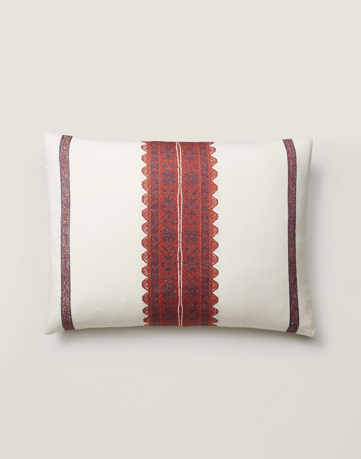 New Ralph Lauren Mirabelle Leason Cream Red Decorative Throw Pillow