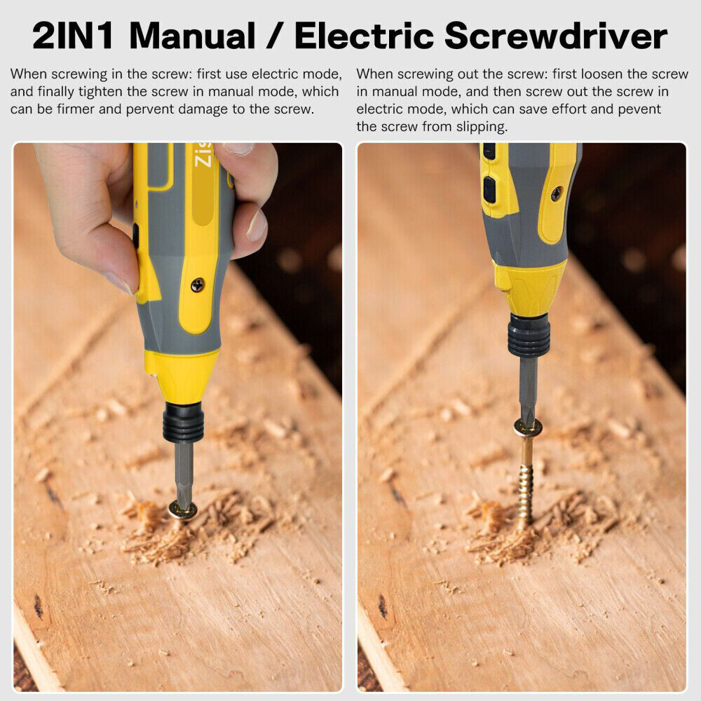 4V Cordless Screwdriver Kit Electric USB Rechargeable Power Tool 43pcs Bits Set