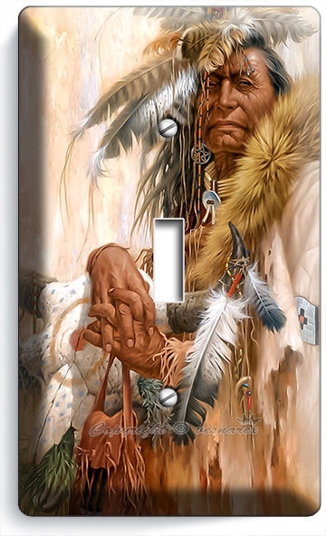 NATIVE AMERICAN INDIAN CHIEF SINGLE LIGHT SWITCH WALL PLATE COVER ROOM ART DECOR