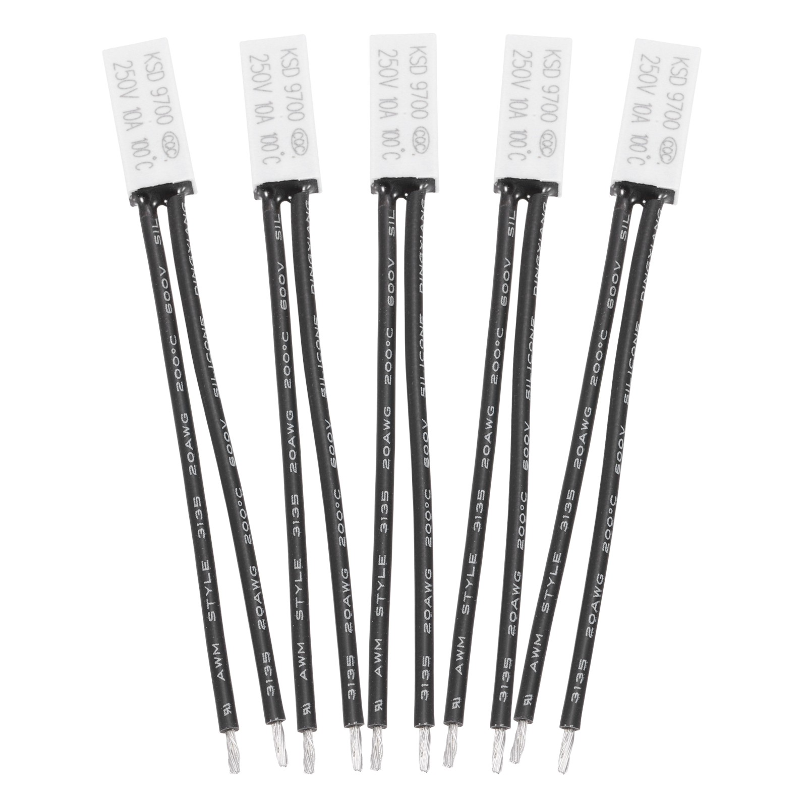 5 Pcs KSD9700 Thermostat 100°C/212°F Temperature Switch N.C 10A Plastic