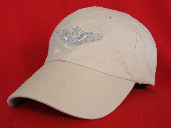 USAF SENIOR PILOT Wings ball cap, low-profile embroidered aviator hat, light tan