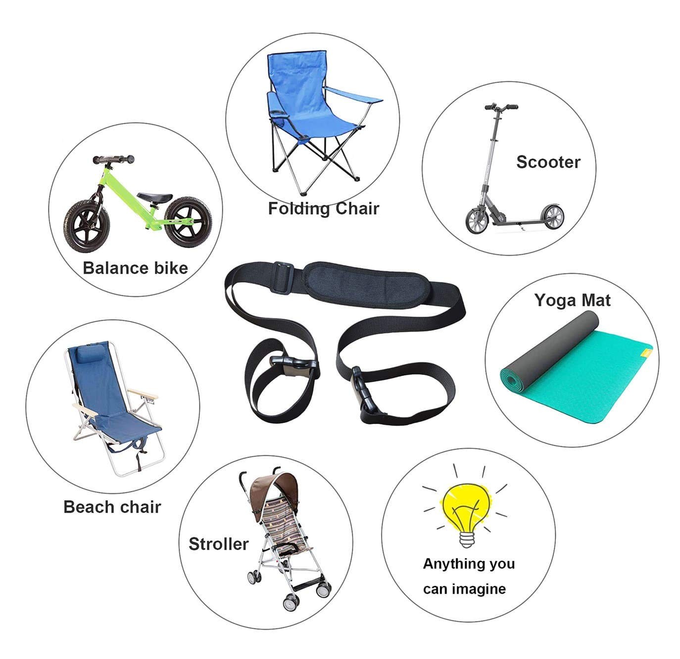 WINGKIND (2 Pack) Adjustable Beach Chair Carry Strap, Folding Chair Shoulder Str