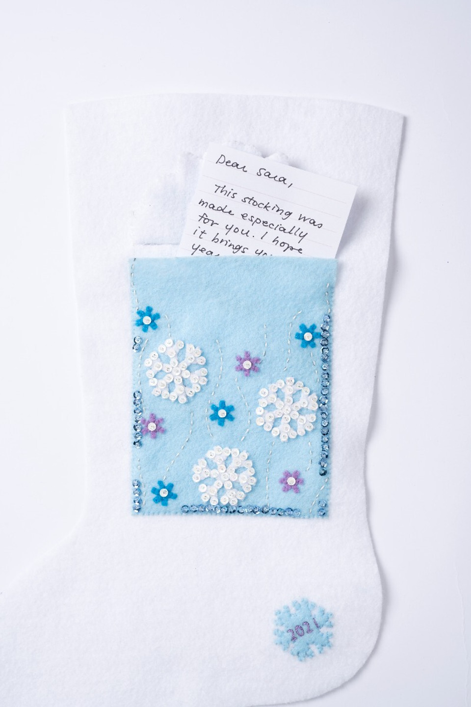 BUCILLA - KEEPSAKE STOCKING POCKET -  SNOWFLAKE - 5 X 7