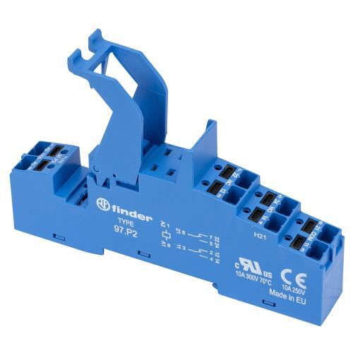 2pcs 97.P1, DIN-Rail/Panel mount Push-in Socket for 46.61 relay, takes 99.0