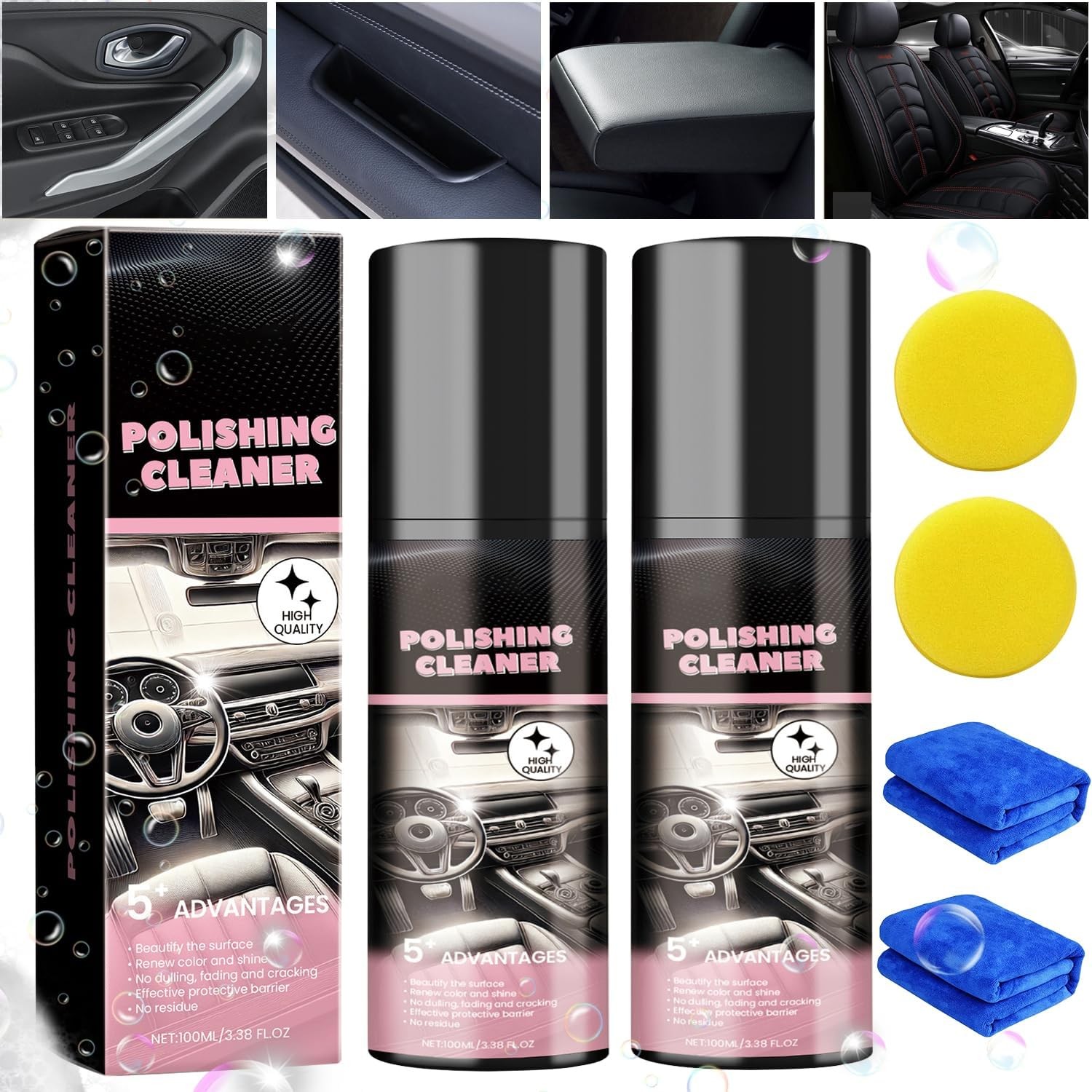 Car Interior Cleaner, Vehicle Interior Polish, 100ml Car Interior Cleaner