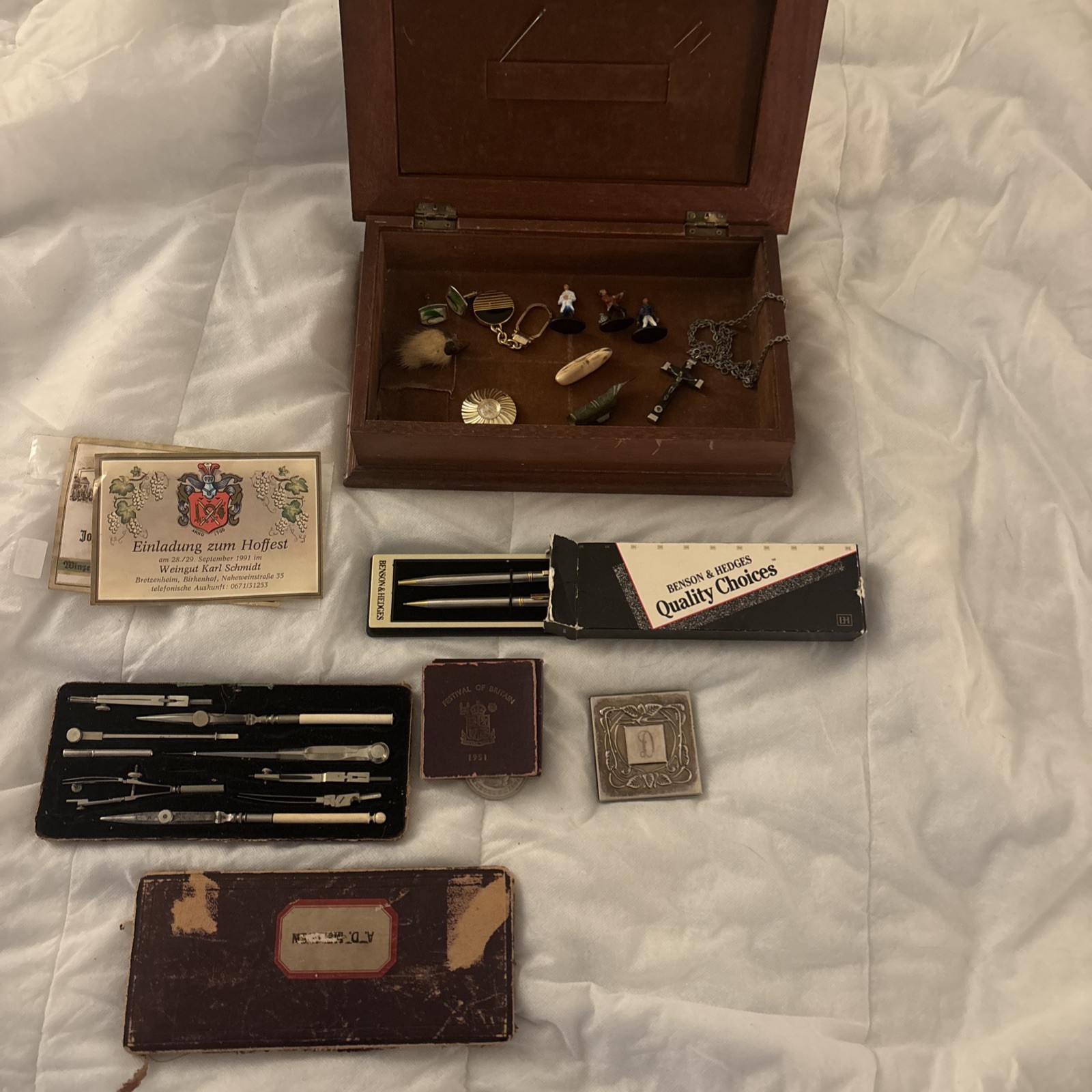 Gentleman World Travelers Estate  Collectible Box, Silver, Gold Etc- See Pics