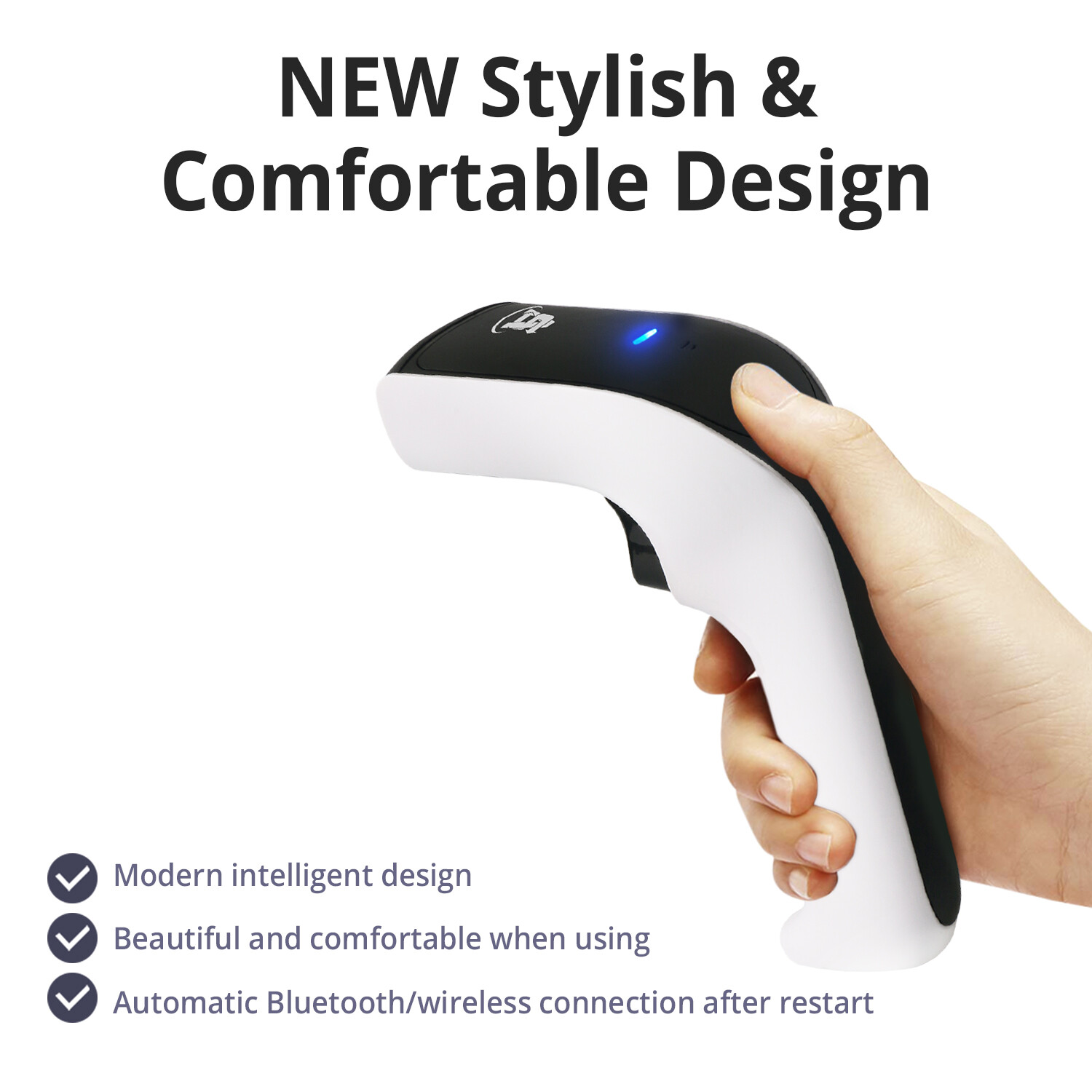 1D/2D Wireless Bluetooth Barcode Scanner: 3-in-1 with stand, USB QR Code Reader