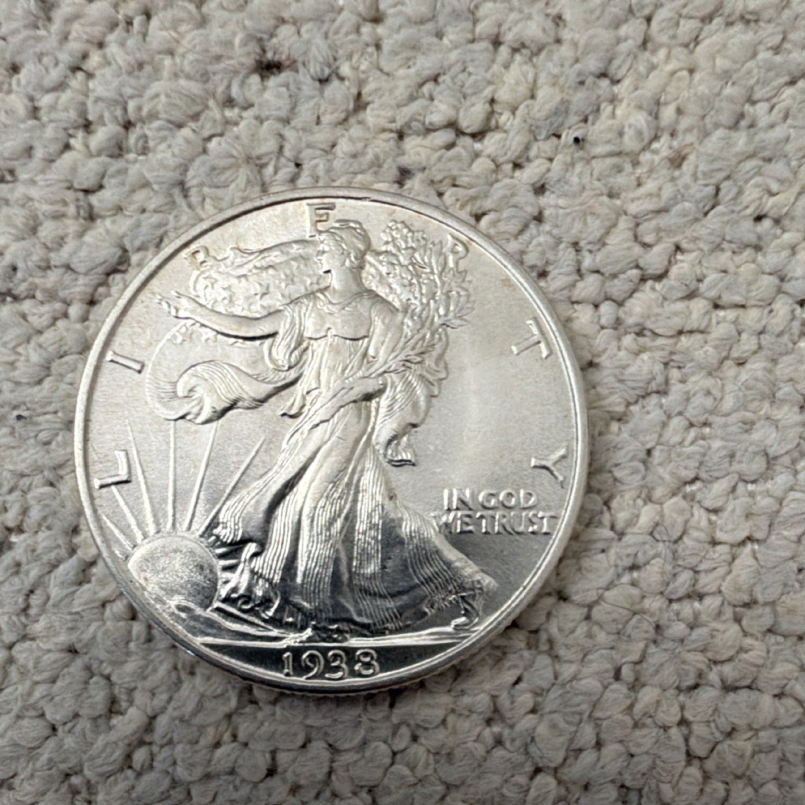 1938 Walking Liberty Half Dollar 50C Silver .900 Business Strike Philadelphia