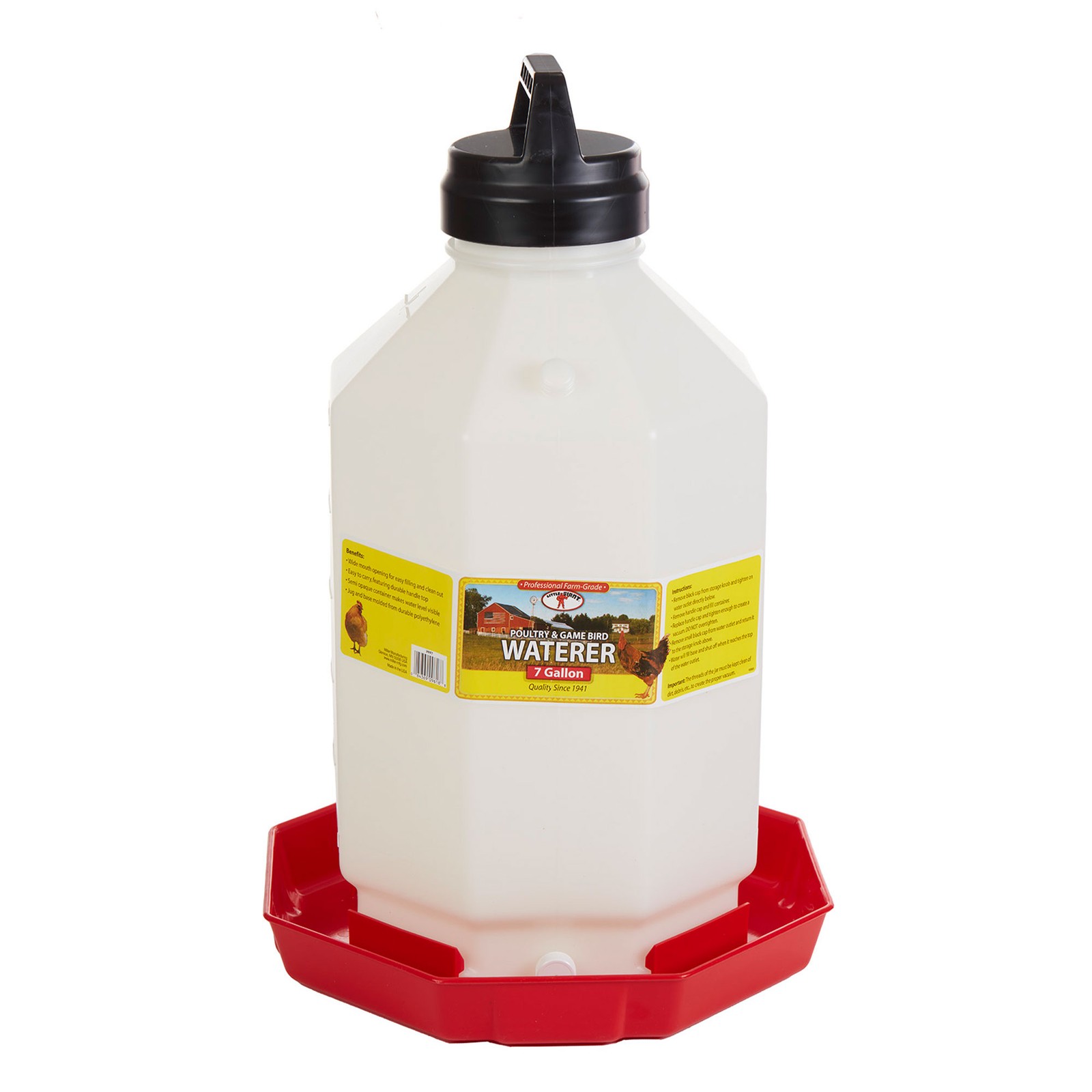 Little Giant PPF7 7 Gallon Capacity Automatic Poultry Waterer for Chickens, Red