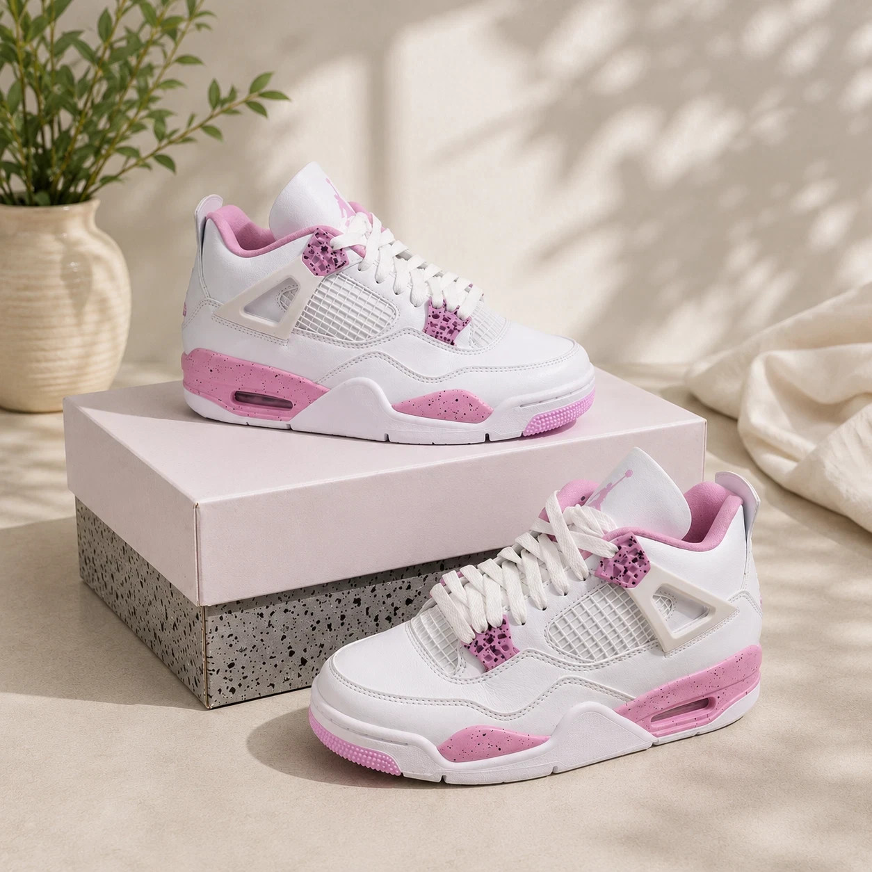 Jordan 4 Retro White Pink Oreo - Women's Sz 5.5-11 - Size US