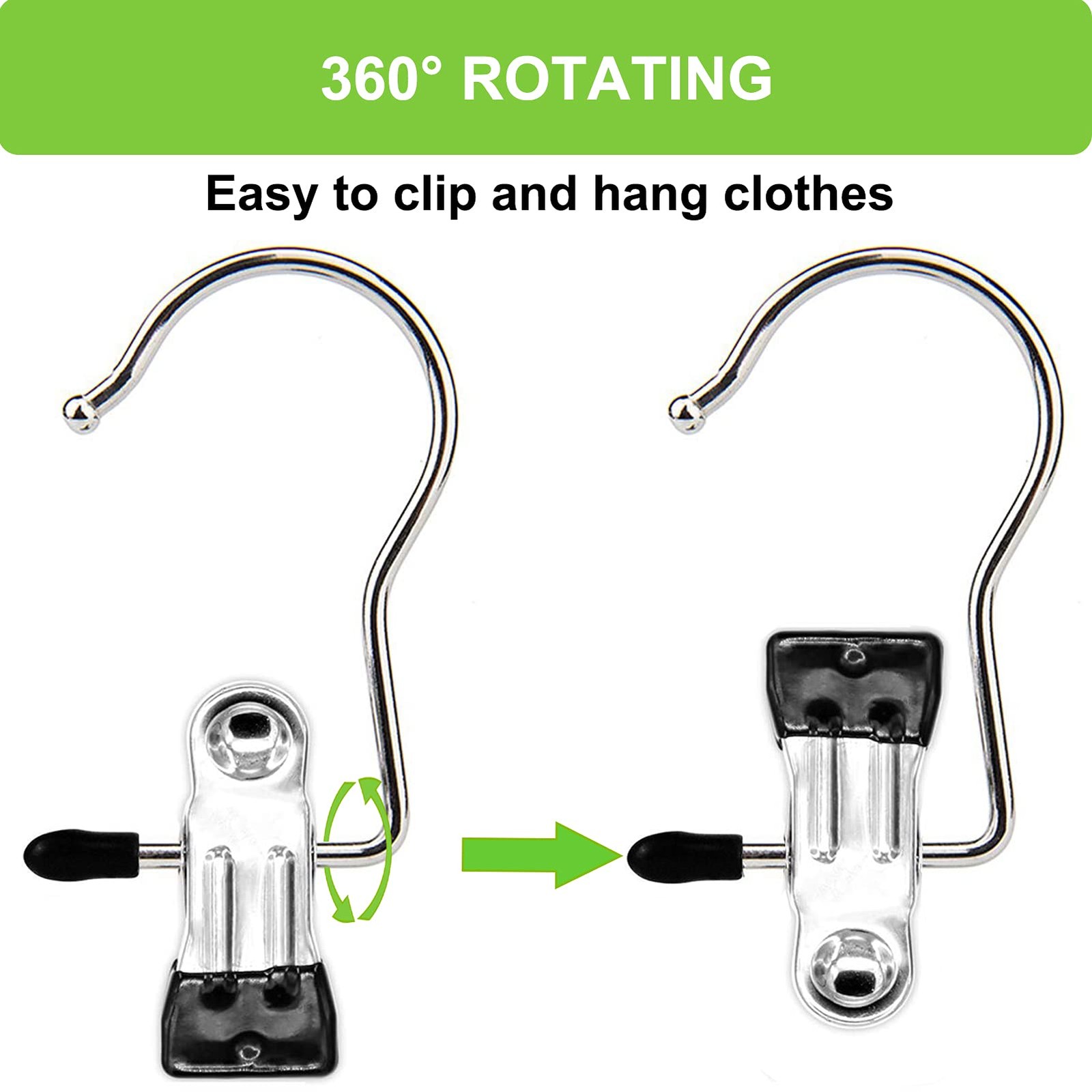 Boot Hangers Clips, 16 Pack Laundry Hooks Hanging Clips 16 PACK, Black