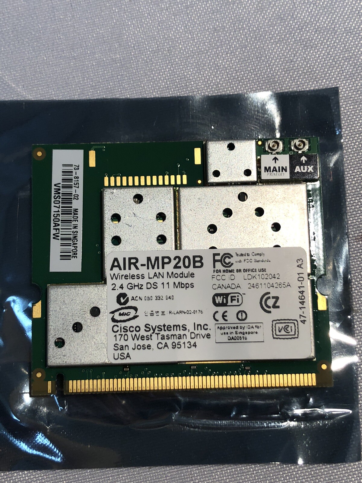 Cisco AIR-MP20B MP20B-A-K9 Wireless Module Aironet Mini PCI Radio AP1200/1210