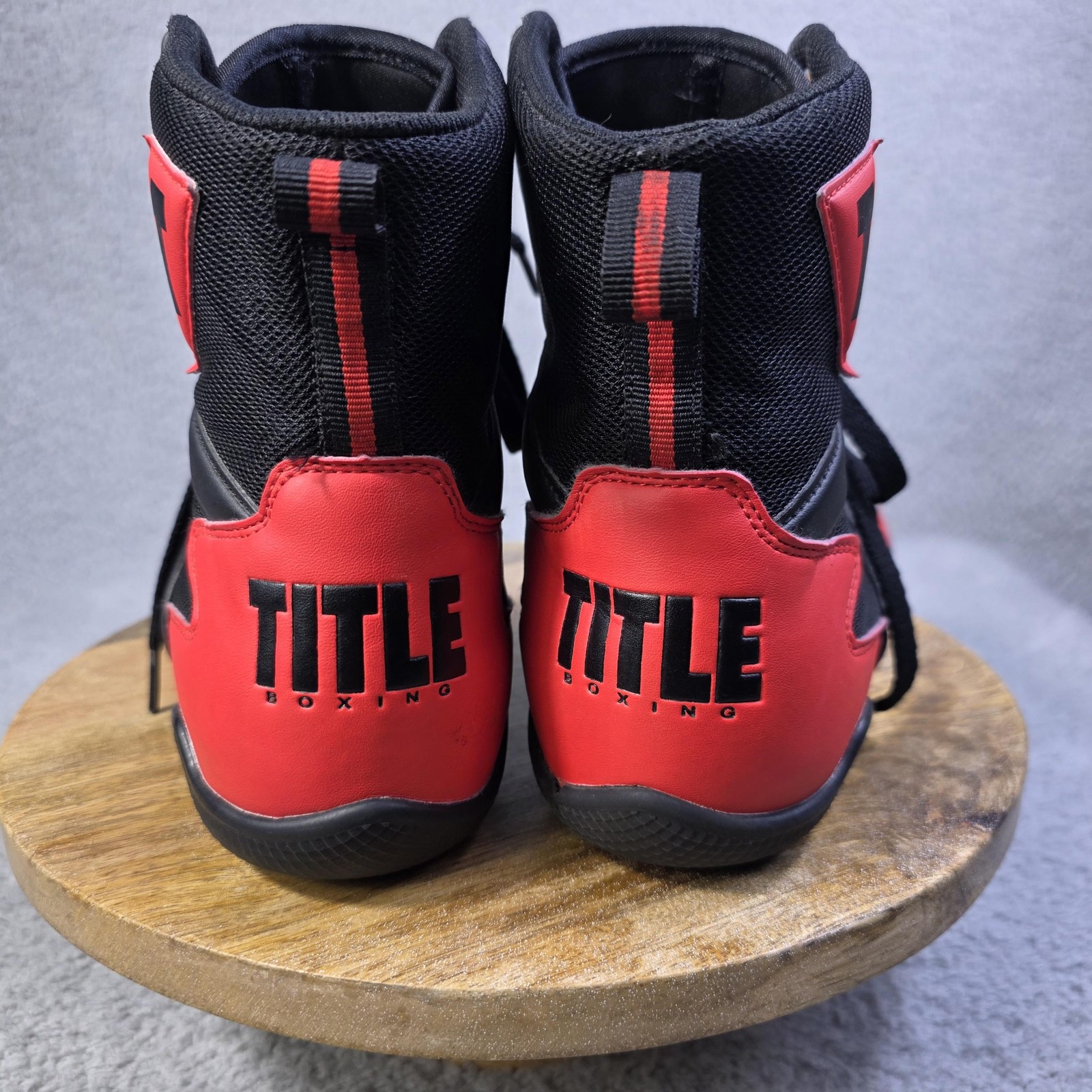 TITLE Boxing Shoes Mens Size 11 Black Red High Top Training Sparring Boots
