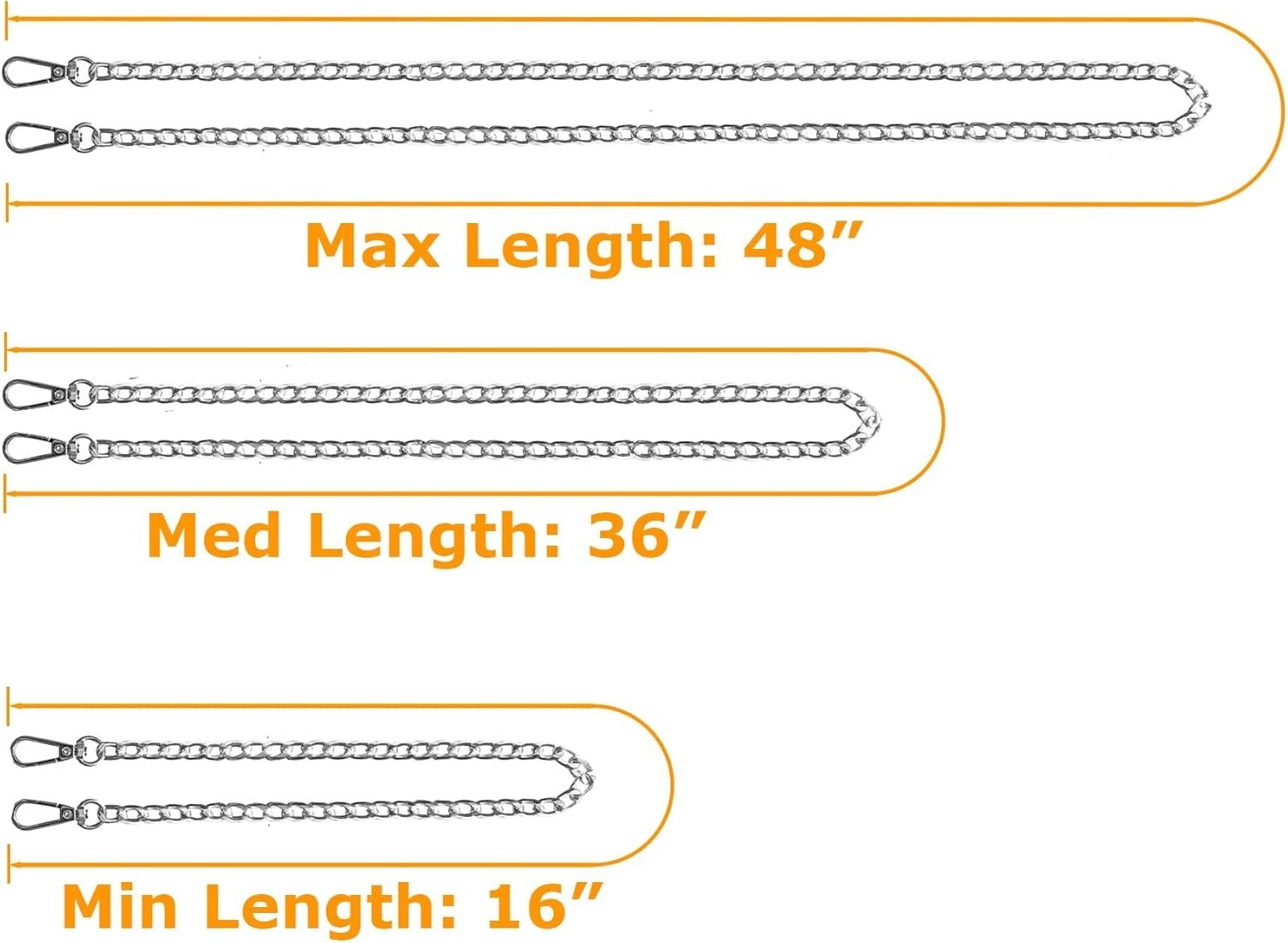 3 Pack Silver Purse Chain Straps Replacement Bag Chains DIY Handbag Straps