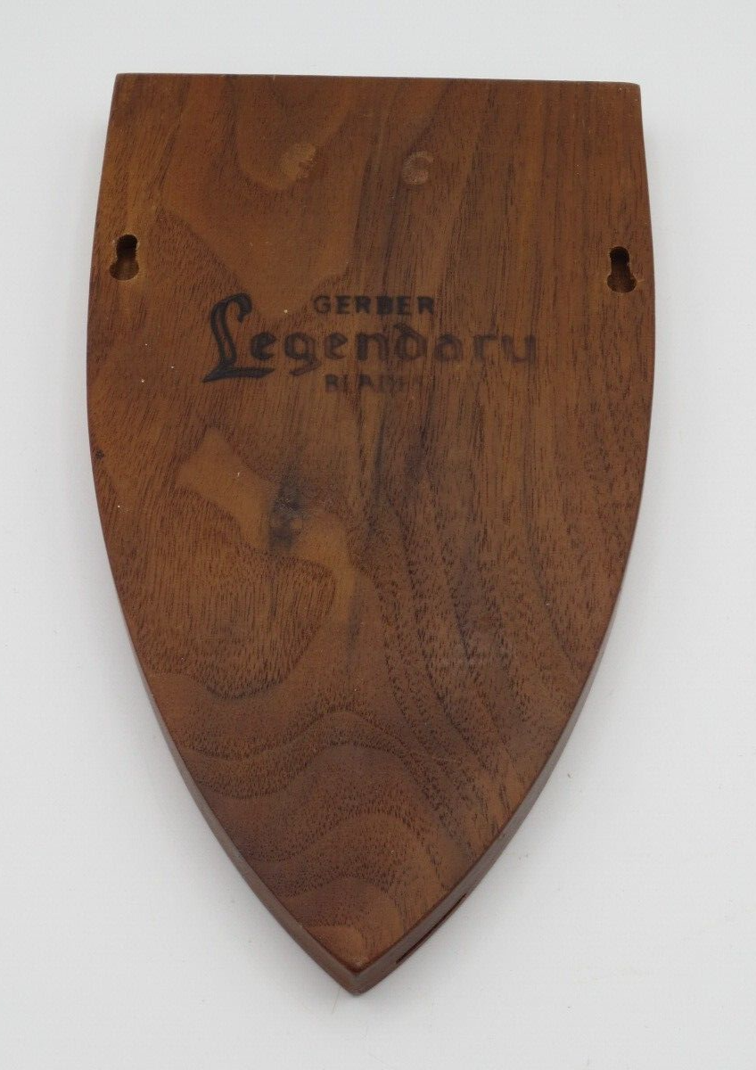 VINTAGE MCM GERBER LEGENDARY BLADES WOOD WALL MOUNT 3-SLOT KNIFE HOLDER