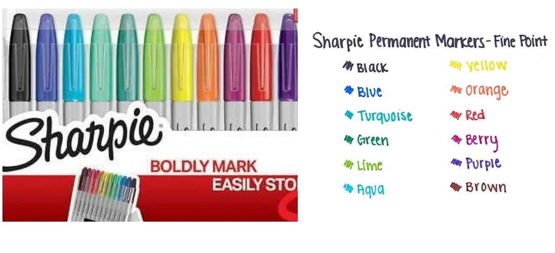 Sharpie Permanent Markers Fine Point, Assorted Colors, 12-Count