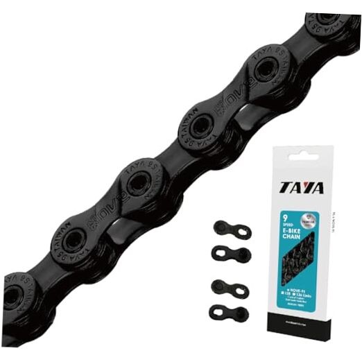 e-NOVE-91 9 Speed Bike Chain, 136 Links, Titanium Black, Durable and Smooth