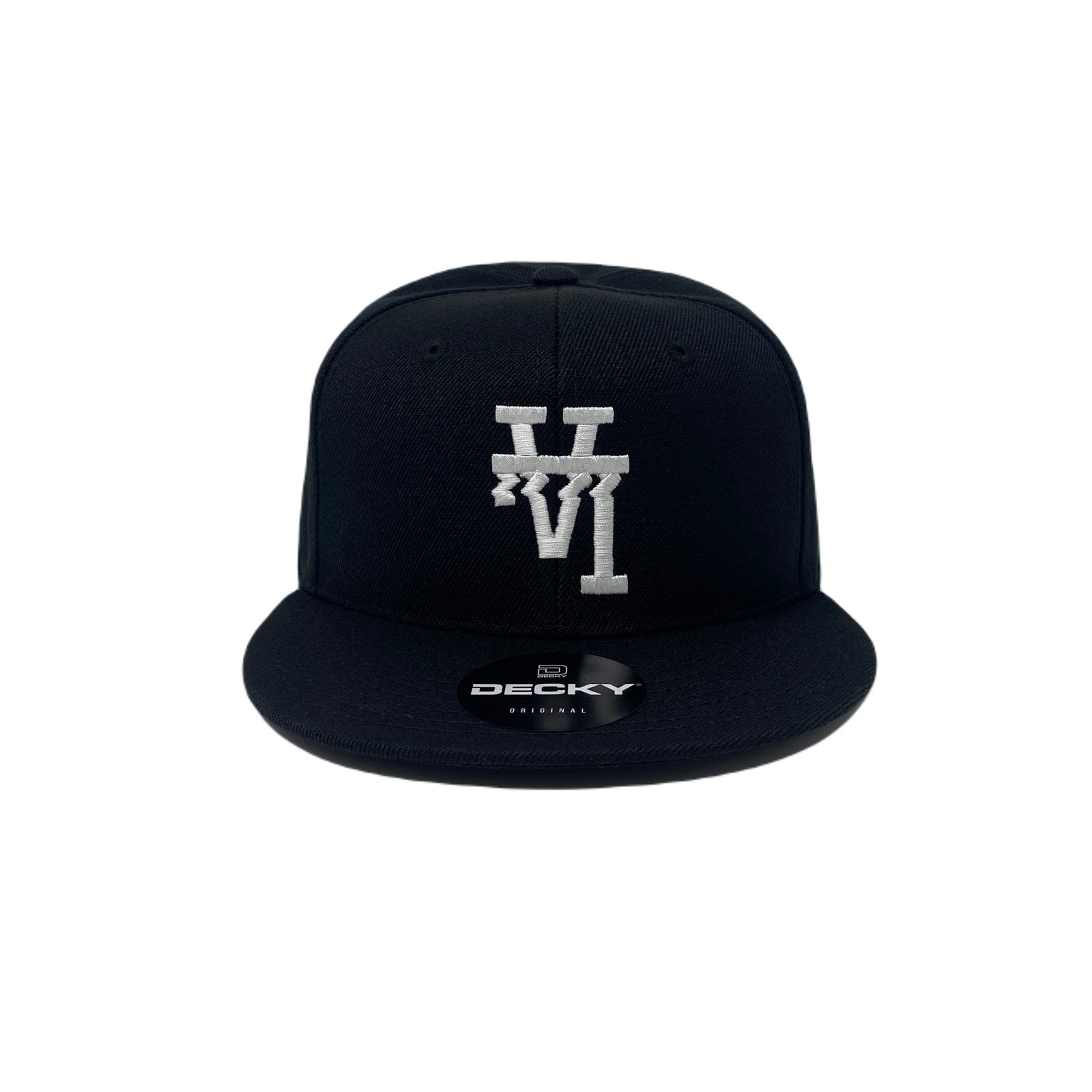 Los Angeles LA Wavy Upside Down Snapback Hat All Black
