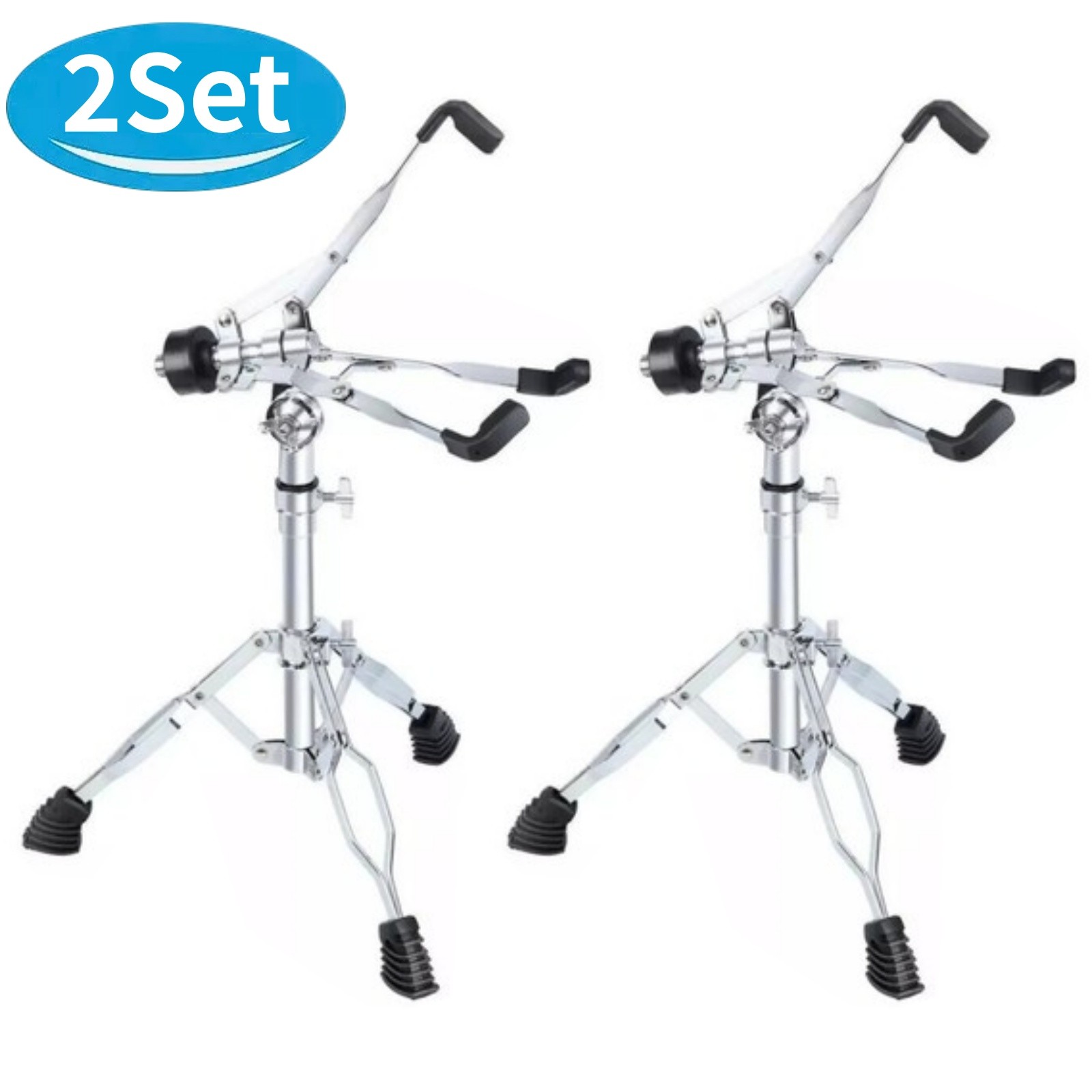 2Set Snare Drum Stand w Sticks Holder Double Braced Tripod Stand Adjustable 22"