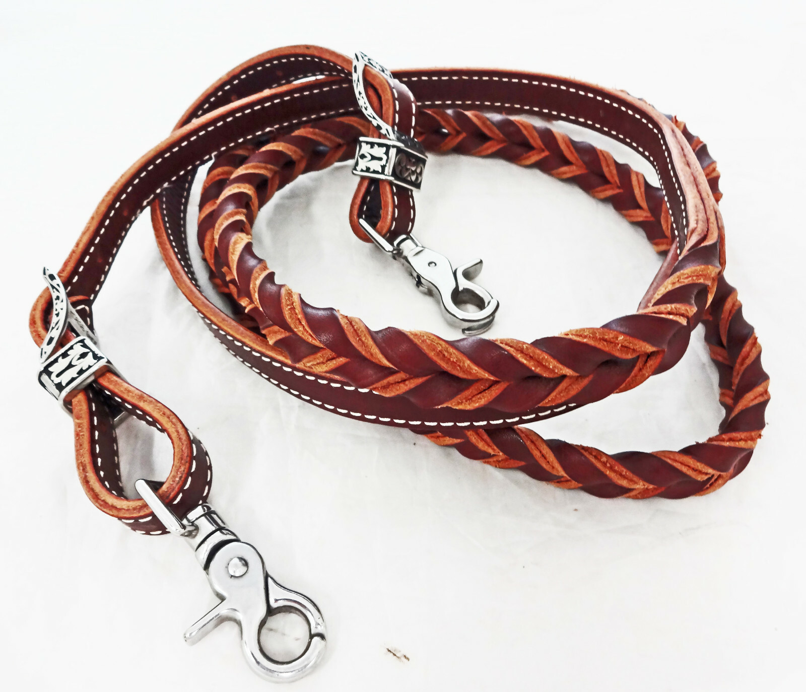 Blood Twist Rein Burgundy Latigo Leather Horse Tack Jeremiah Watt Braided Sizes