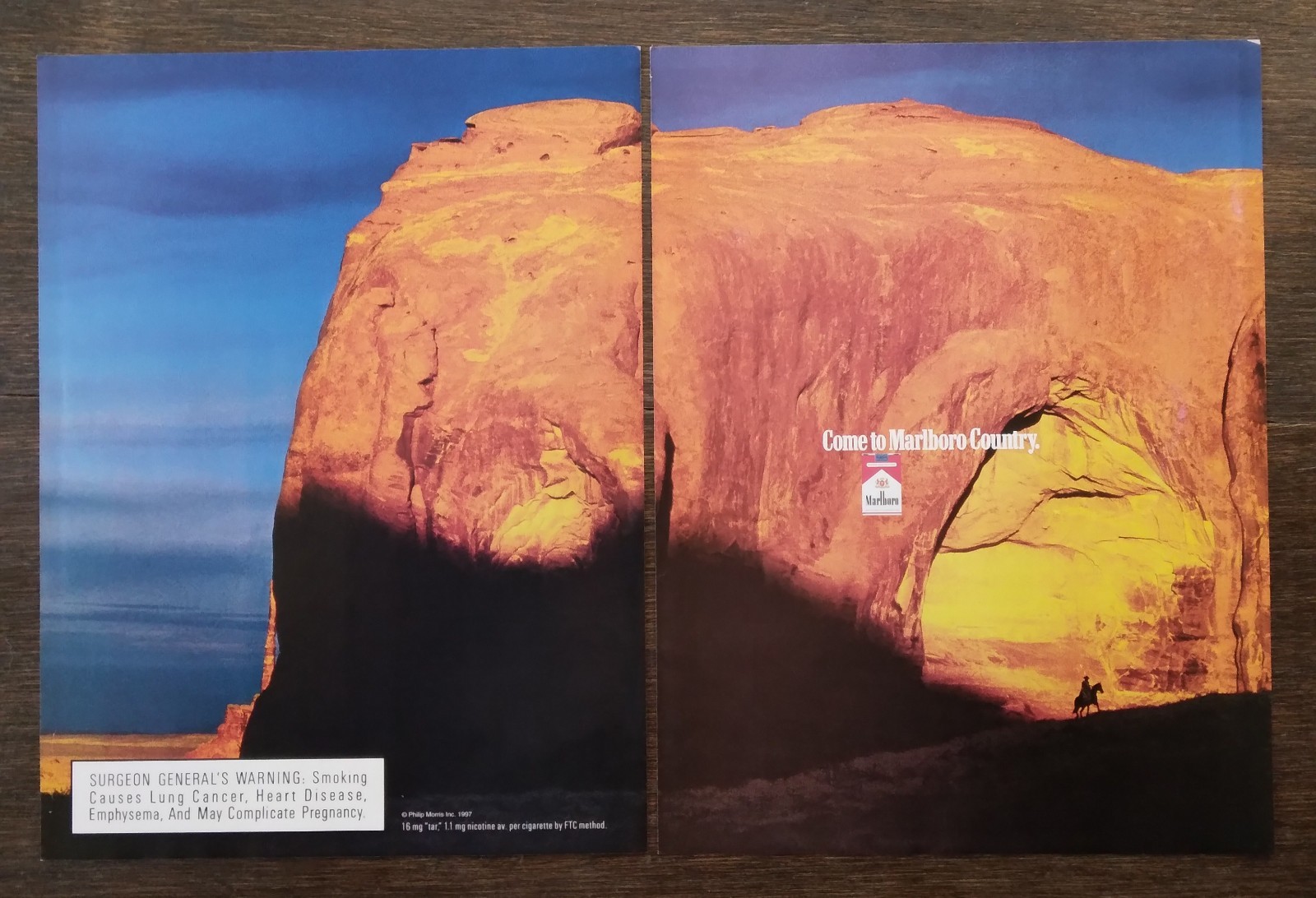 1998 Vtg Print Ad Marlboro Cigarettes Promo Cowboy Rides Alone Mountain Shadow