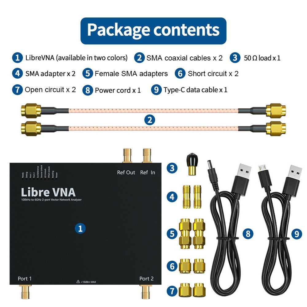 HamGeek LibreVNA 2-Port Vector Network Analyzer VNA Spectrum Analyzer Type-C