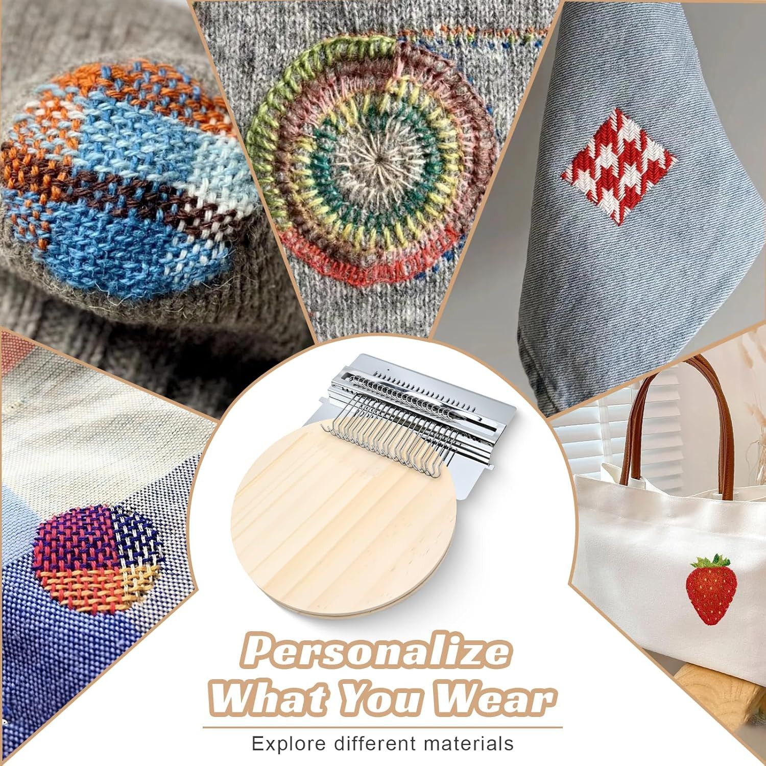 Knit Patch Loom Kit for Beginners with 36 Threads for Creative Mending