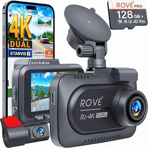 R2-4K DUAL Dash Cam Front and Rear, STARVIS 2 Sensor, FREE 128GB Card Included,