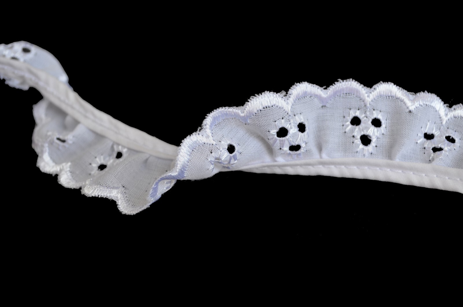Unotrim 1" White Gathered Ruffled Cotton Eyelet Lace Trim Wholesale Lot Notions