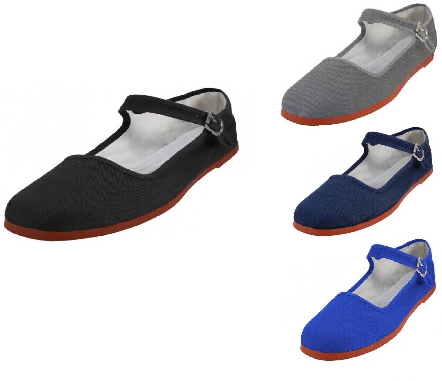 Womens Mary Jane Shoes Cotton Chinese Sandals Black Gray Navy Royal 7 8 9 10 11