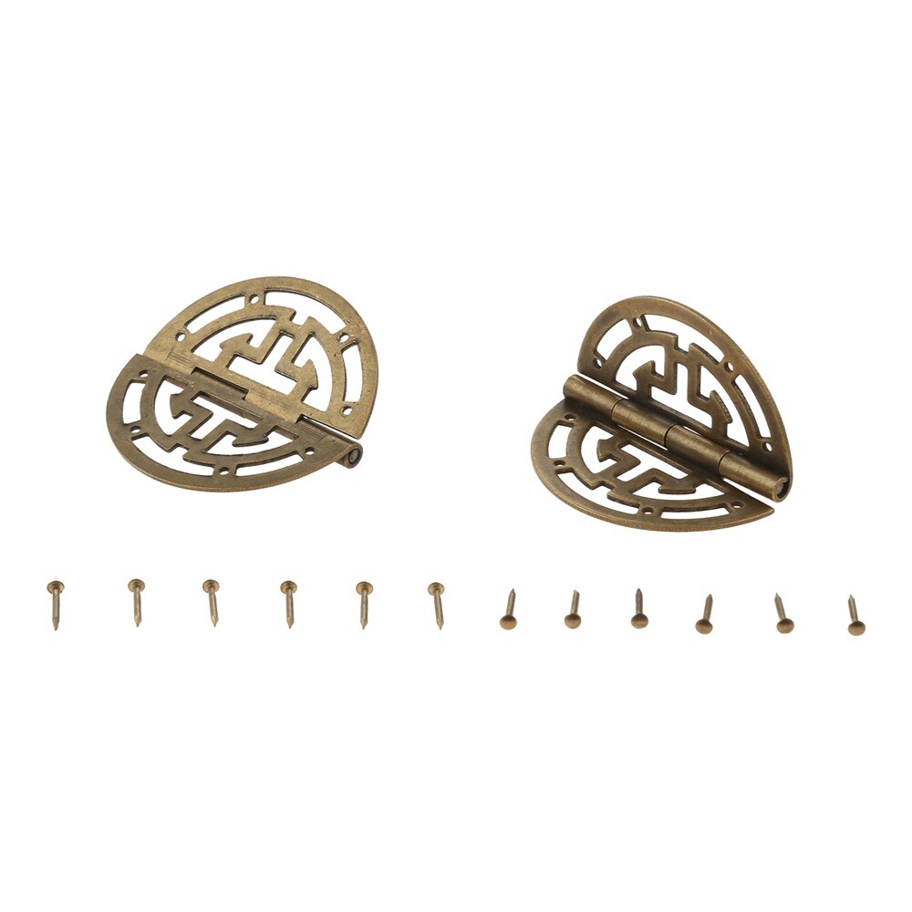 2pcs Round Hollow Hinges Brass Yellow Bronze 45mm/1.77inch for Home Office Shop