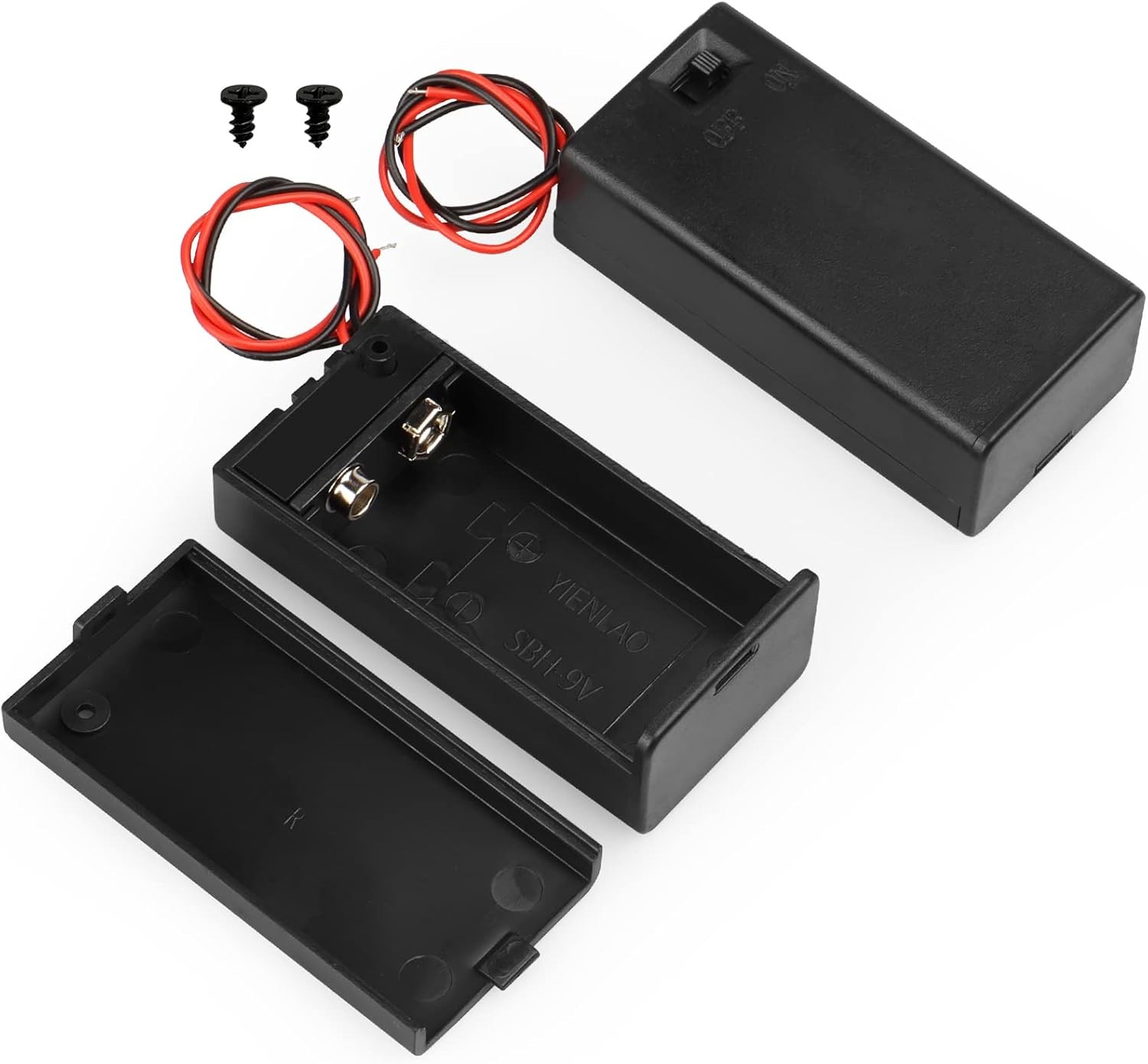 2PACK 9V Battery Holder,9V Battery Holder with Switch,9 Volt Battery Holder with