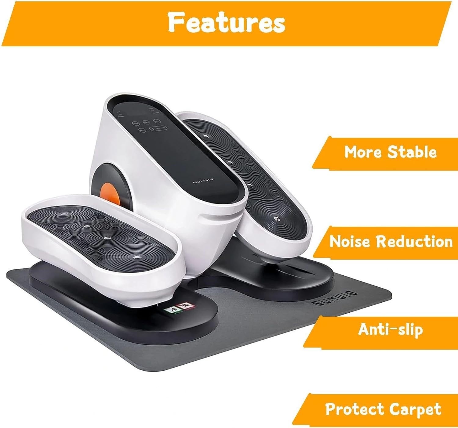 Universal Compatibility Large Exercise Mat for Under Desk Ellipticals - Grey